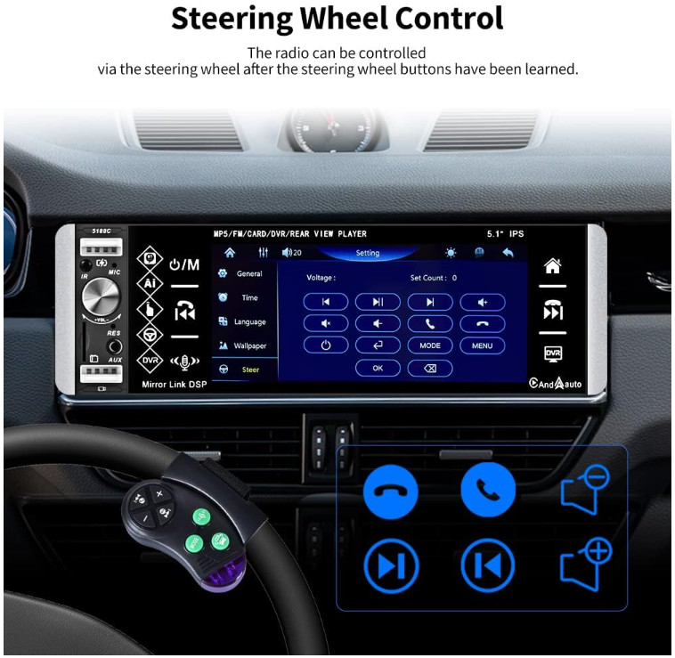 Estereo De Pantalla con Bluetooth Para Coche Carro Auto MP5 Player RCA/AUX/USB/T