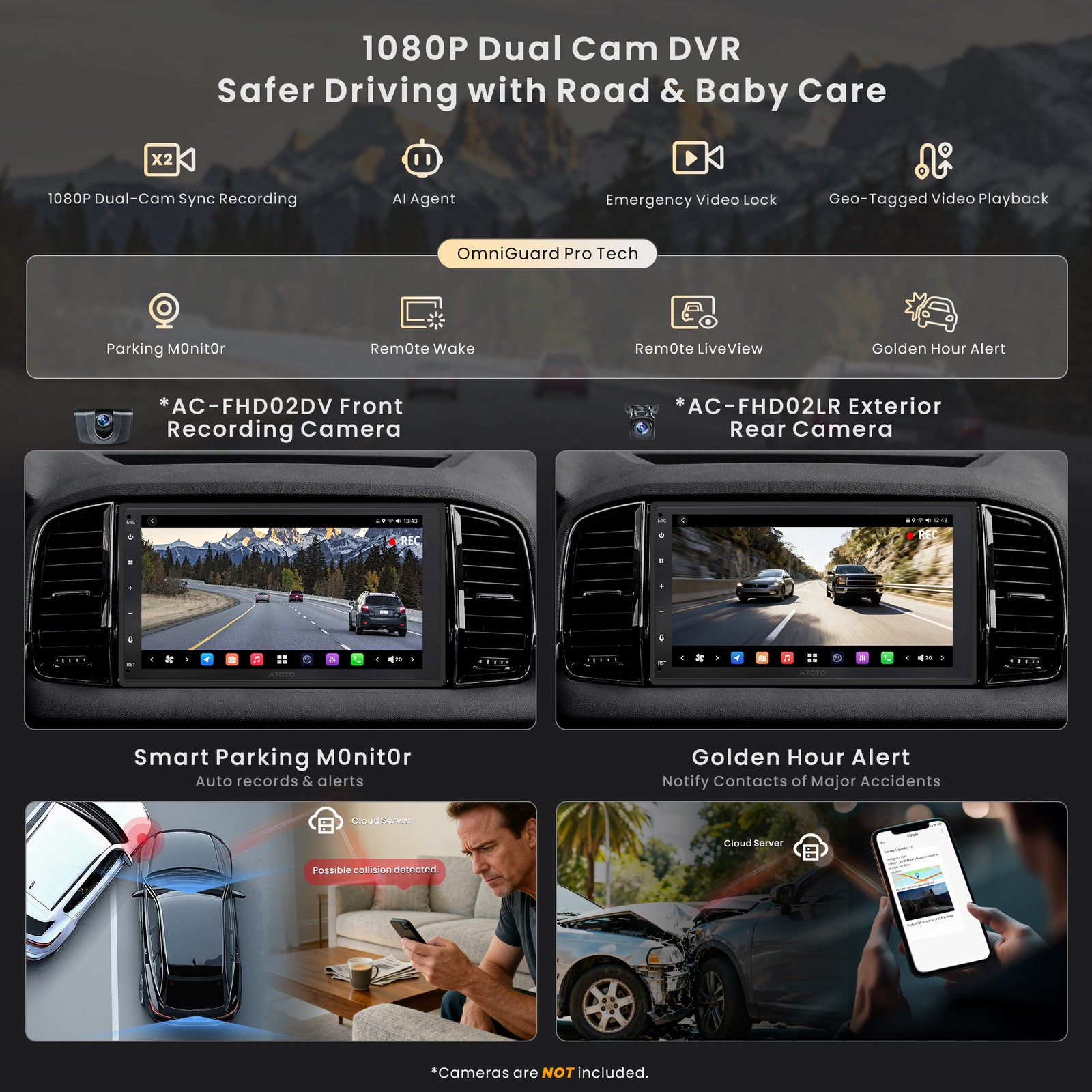 ATOTO 7″ X10 2DIN AI Car Stereo Wireless Carplay Android Auto 8G+128G+SWC &Cam