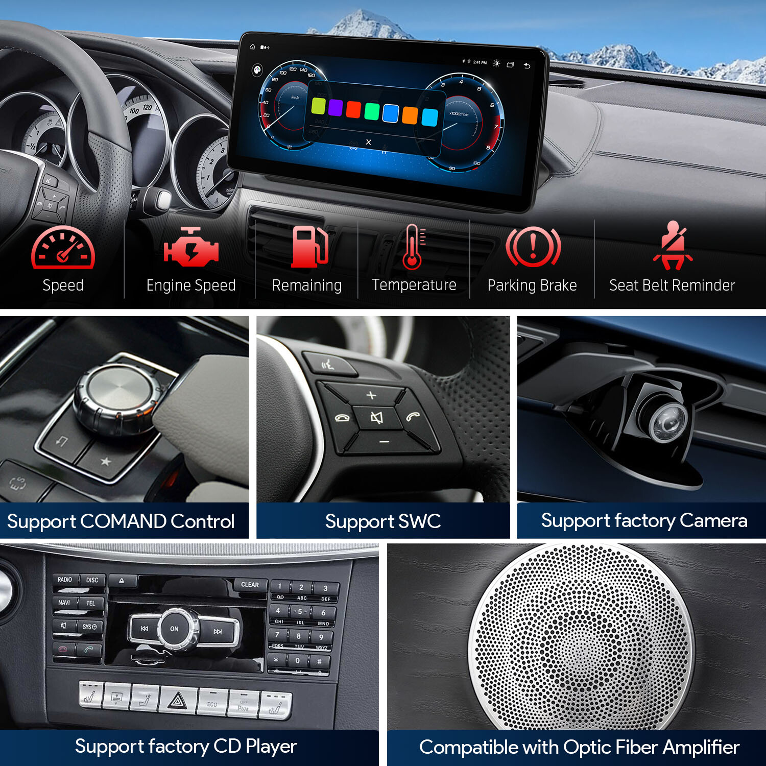 12.3″ DSP Android 14 Car GPS Retrofit CarPlay For Benz E-Class W212 S212 NGT4.5