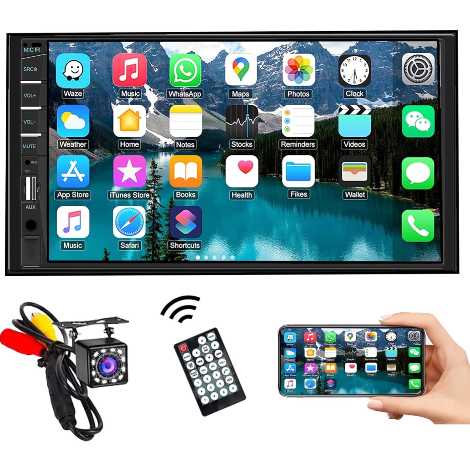 Car Stereo Double Din Touchscreen MP5 Player Bluetooth Backup Camera FM USB