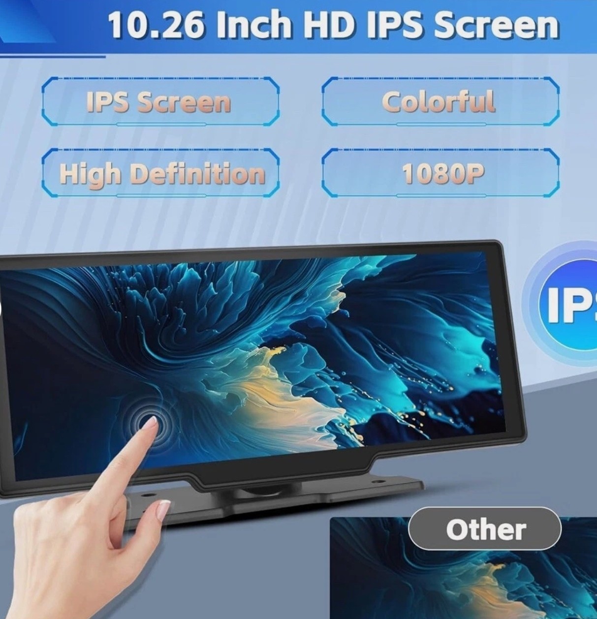 Hikity 10.26 inch Full Touch Screen Wireless Apple CarPlay Portable Car Stere…