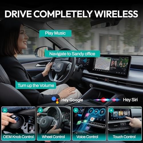 2026 [2-in-1] Latest Wireless CarPlay & Android Auto Adapter, Converts Wired
