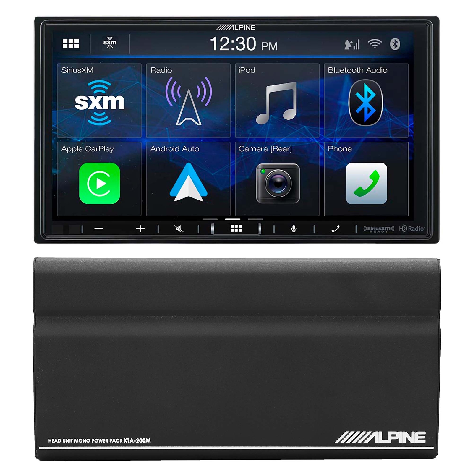 Alpine iLX-407 7″ DIN Receiver + KTA-200M PowerStack Mono Subwoofer Amplifier