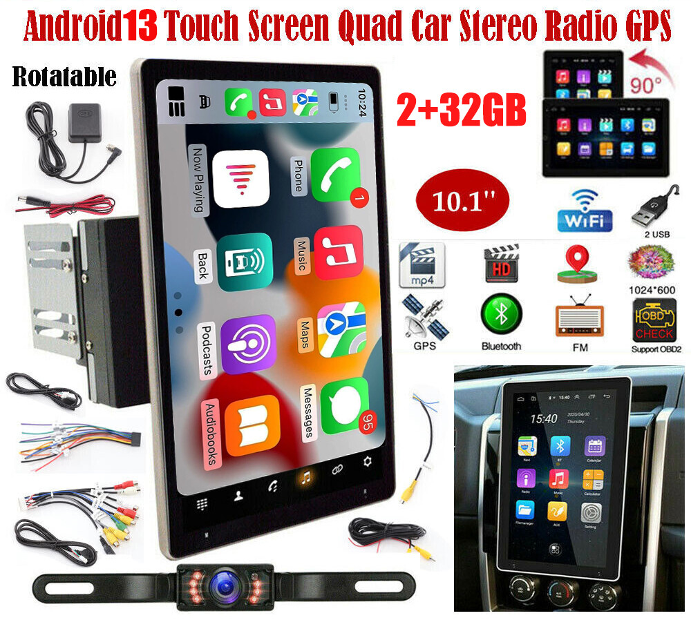 10 Inch Car Stereo Radio Player Android 13 GPS For Carplay 2 Din WIFI + Camera