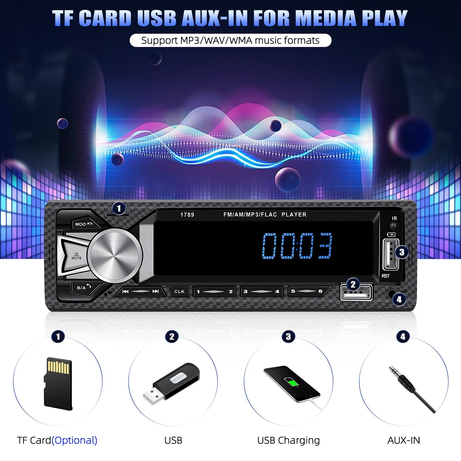 Receptor De Audio Với Pantalla LCD Y Microfono Integrado De Lujo Pro