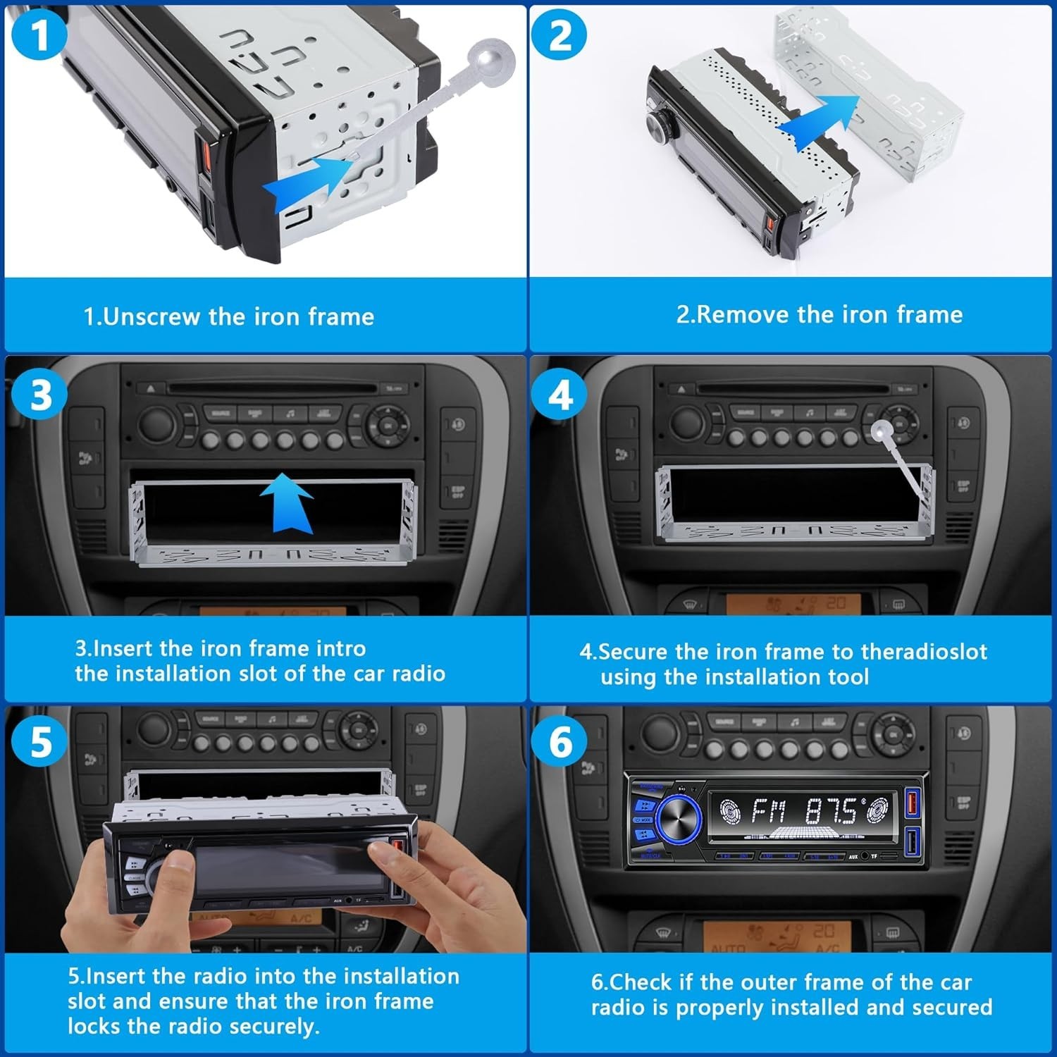 Car Radio Bluetooth Single DIN Car Stereo with Bluetooth,Car Audio with Push …