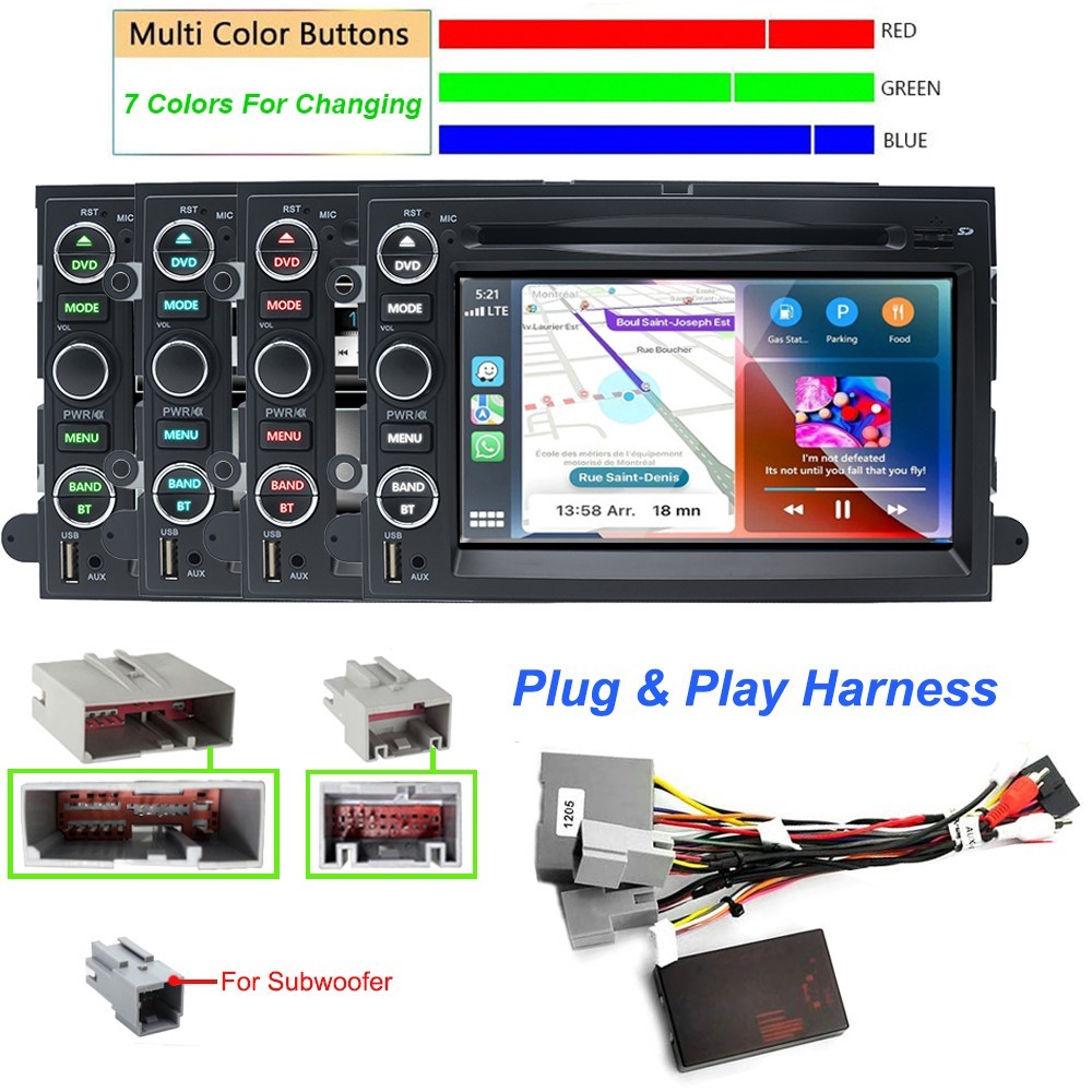 For 2004-2008 Ford F150/F250 Edge Car 7” DVD CD Player Radio Stereo Carplay GPS