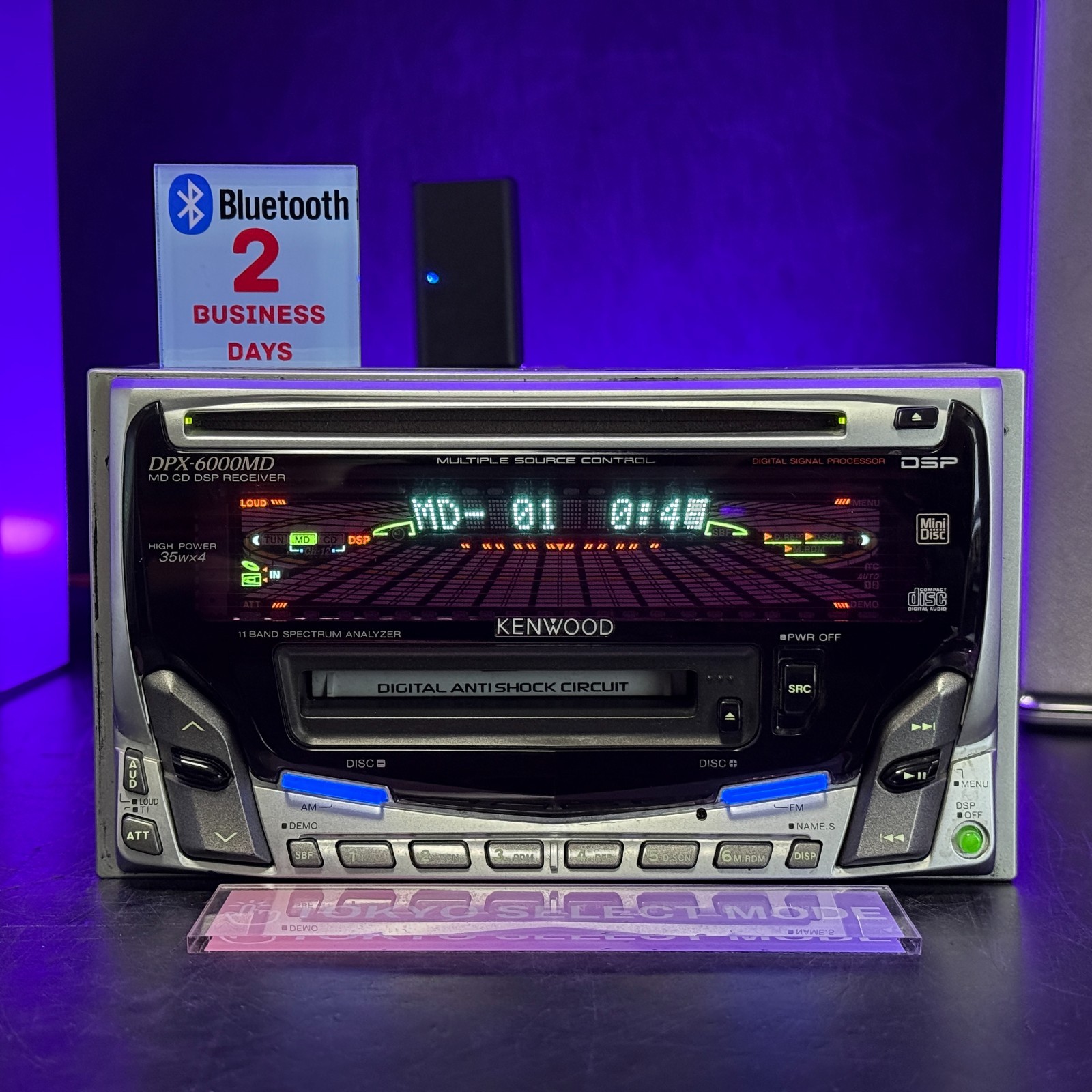 Kenwood DPX-6000MD 2DIN CD MD Car Audio Added Bluetooth JDM DSP Tested In Stock