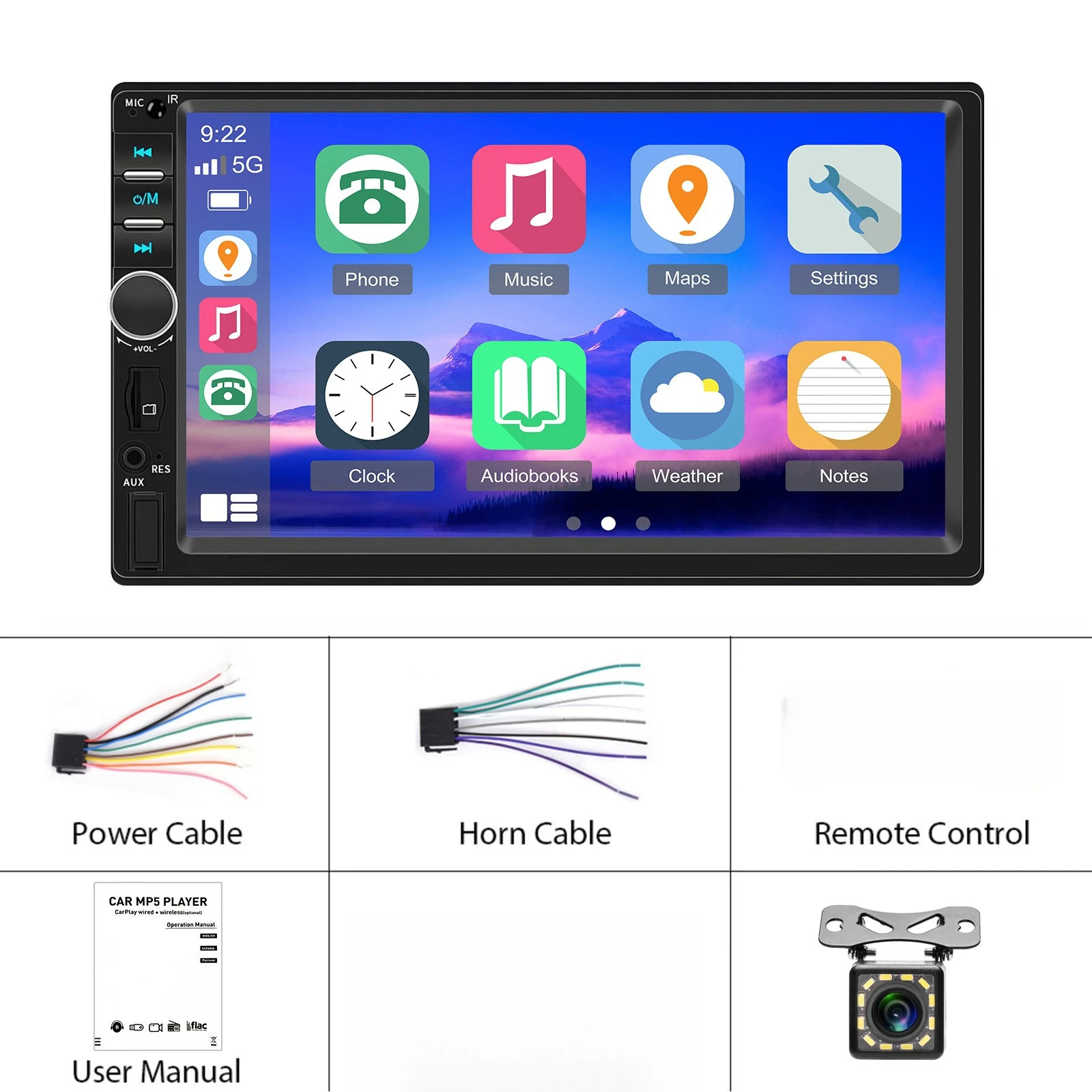 7″ TouchScreen Car HD Radio 2Din MP5 Multimedia Player Mirror Link Camera
