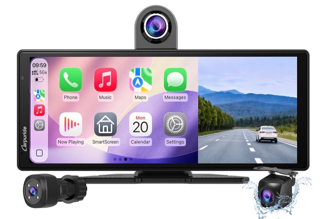 W903S3 9.3”HD Wireless Carplay & Android Auto Screen 4K Front +Wired 1080P Rear