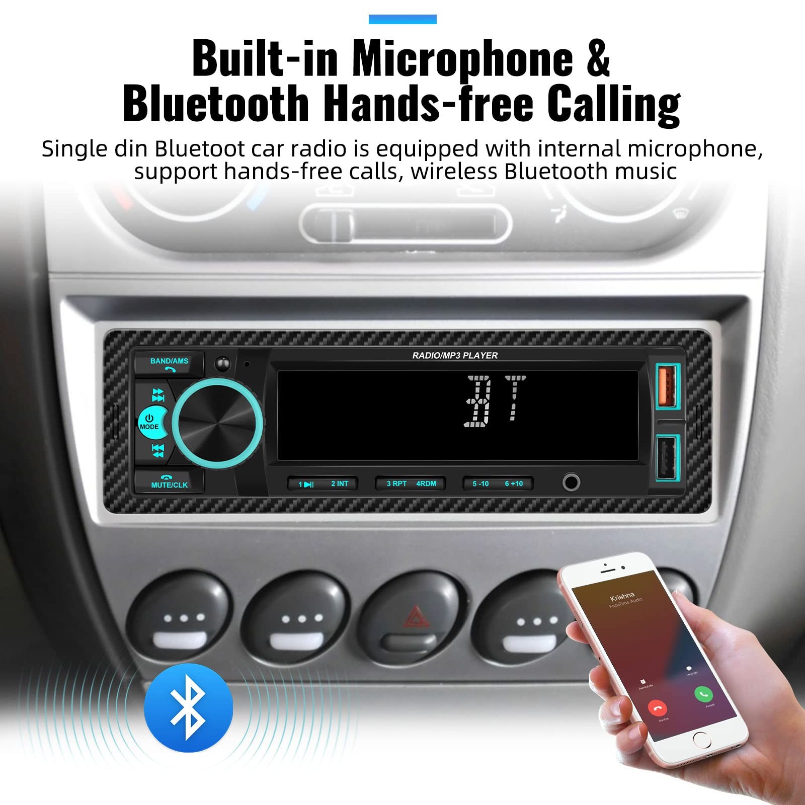 UNITOPSCI Single Din Bluetooth Multimedia Car Stereo Radio Bluetooth…