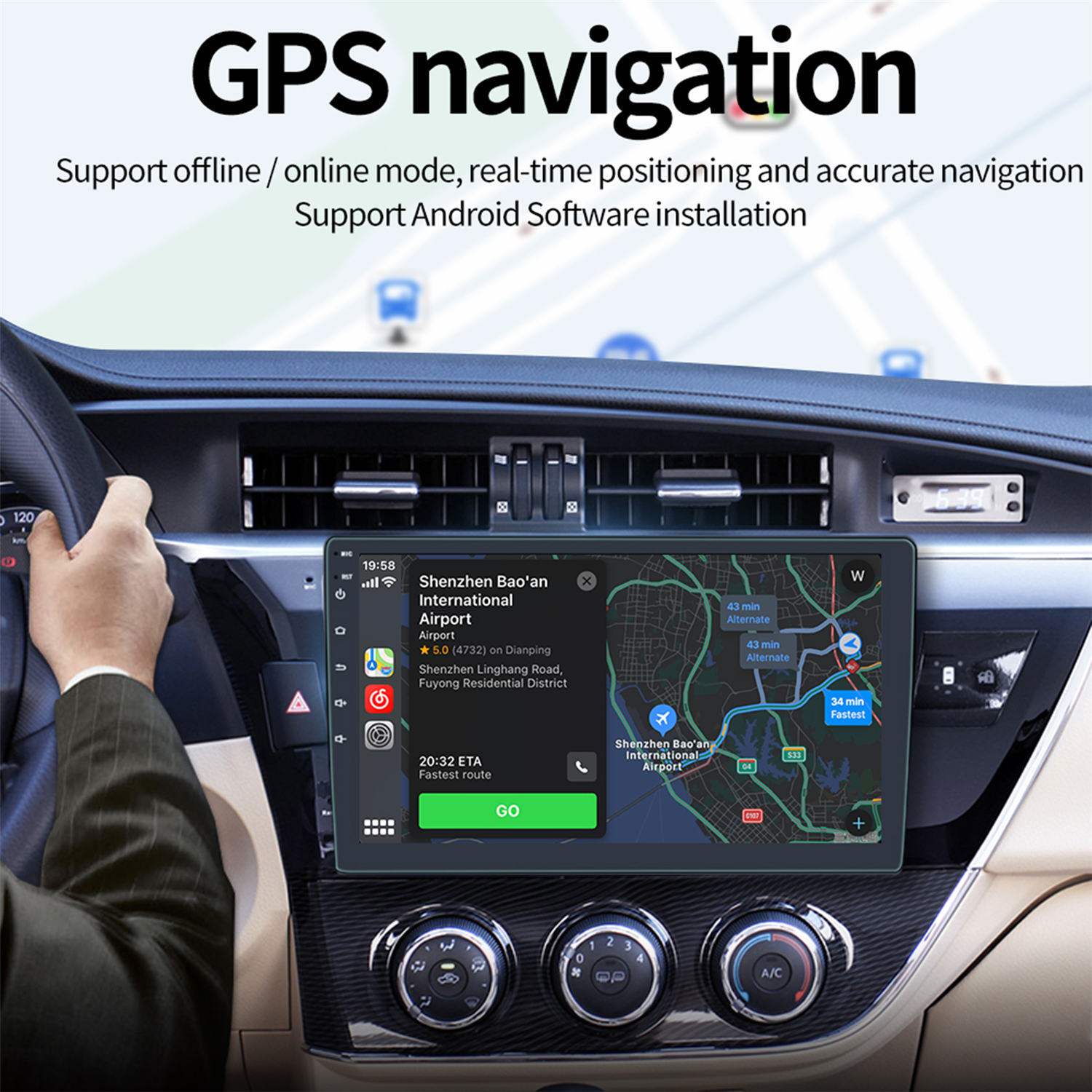 9′ 2-DIN Android 10.1 Car Radio 1+16GB Touch Screen Bluetooth WIFI S-9090