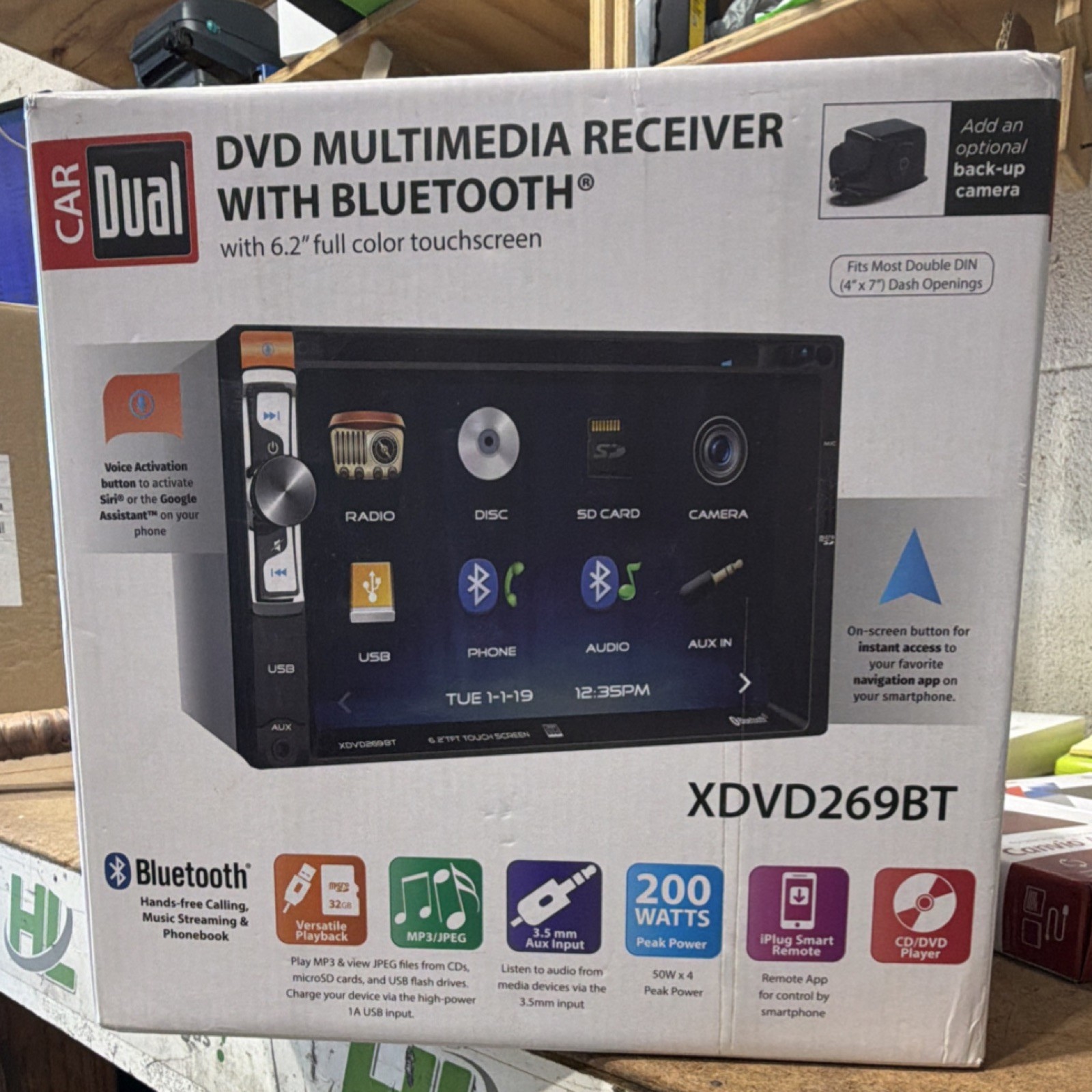 Dual Electronics XDVD269BT 2 DIN DVD Player Bluetooth Touchscreen CD USB Remote