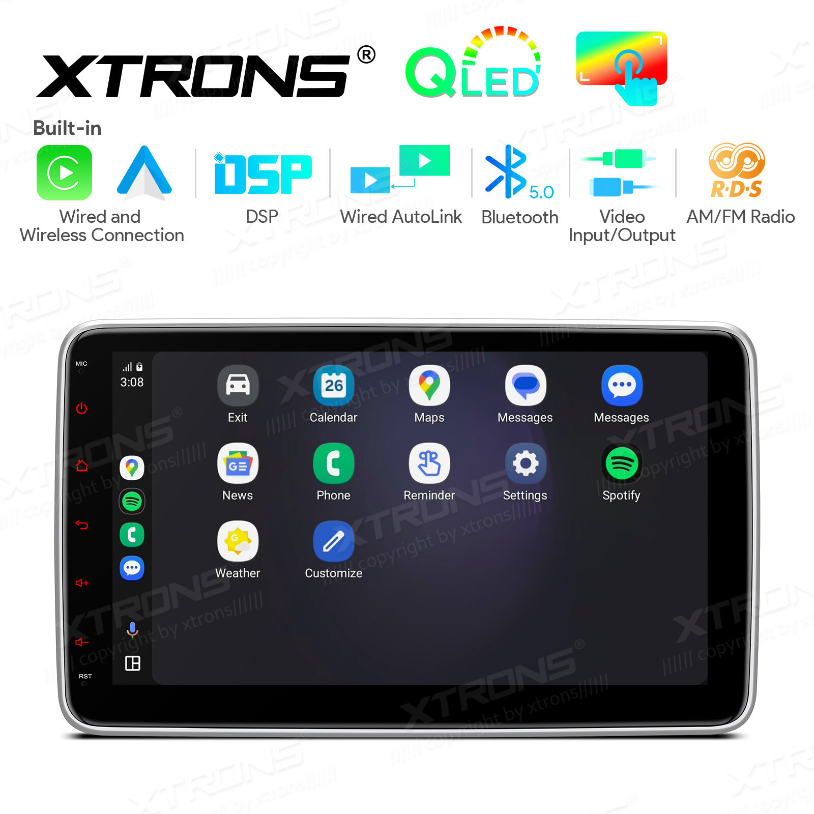 1 DIN 10.1″ Car Stereo AM/FM Radio GPS SatNav IPS QLED Screen Head Unit CarPlay