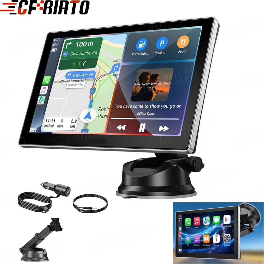 9″Portable Car Stereo Radio Wireless Apple Carplay/Android Auto Touch Screen GPS