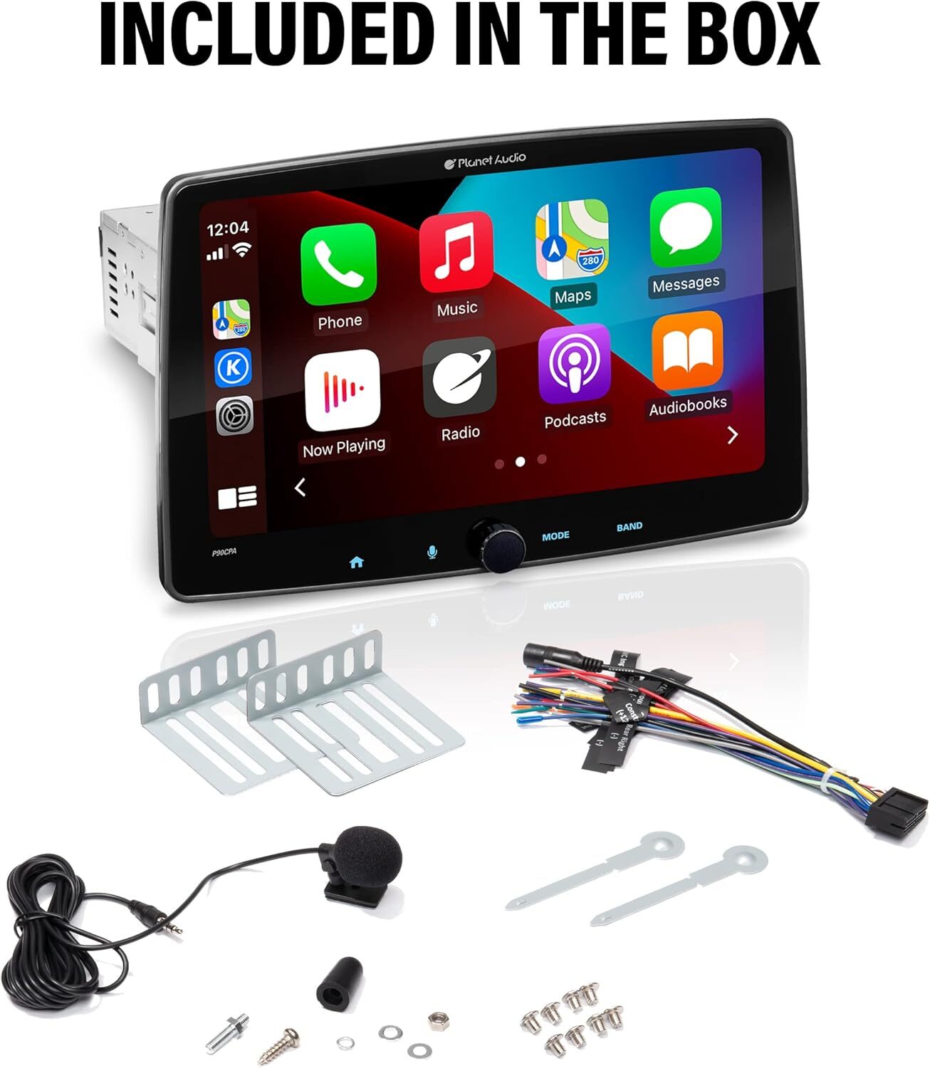 Planet Audio 1DIN 9″ Car Stereo w/ AM/FM Apple Carplay Android Auto Bluetooth