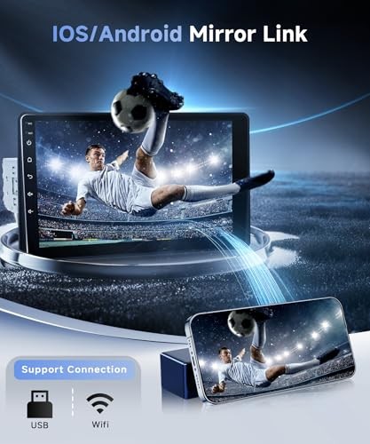 Single Din Car Stereo with Wireless A-pple 9 Inch with Adjustable Screen