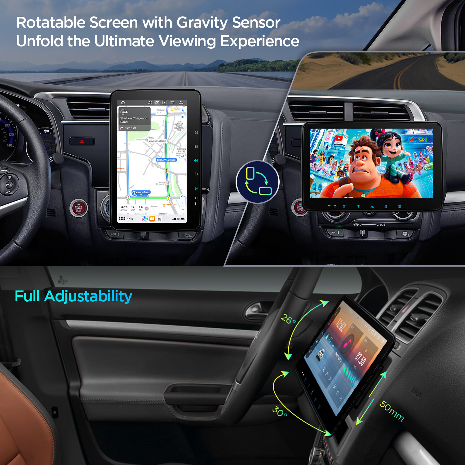 XTRONS 2-DIN 10.1″ Android 14 Car GPS Stereo 8-Core 4+64GB Radio BT5.0 WiFi 4G