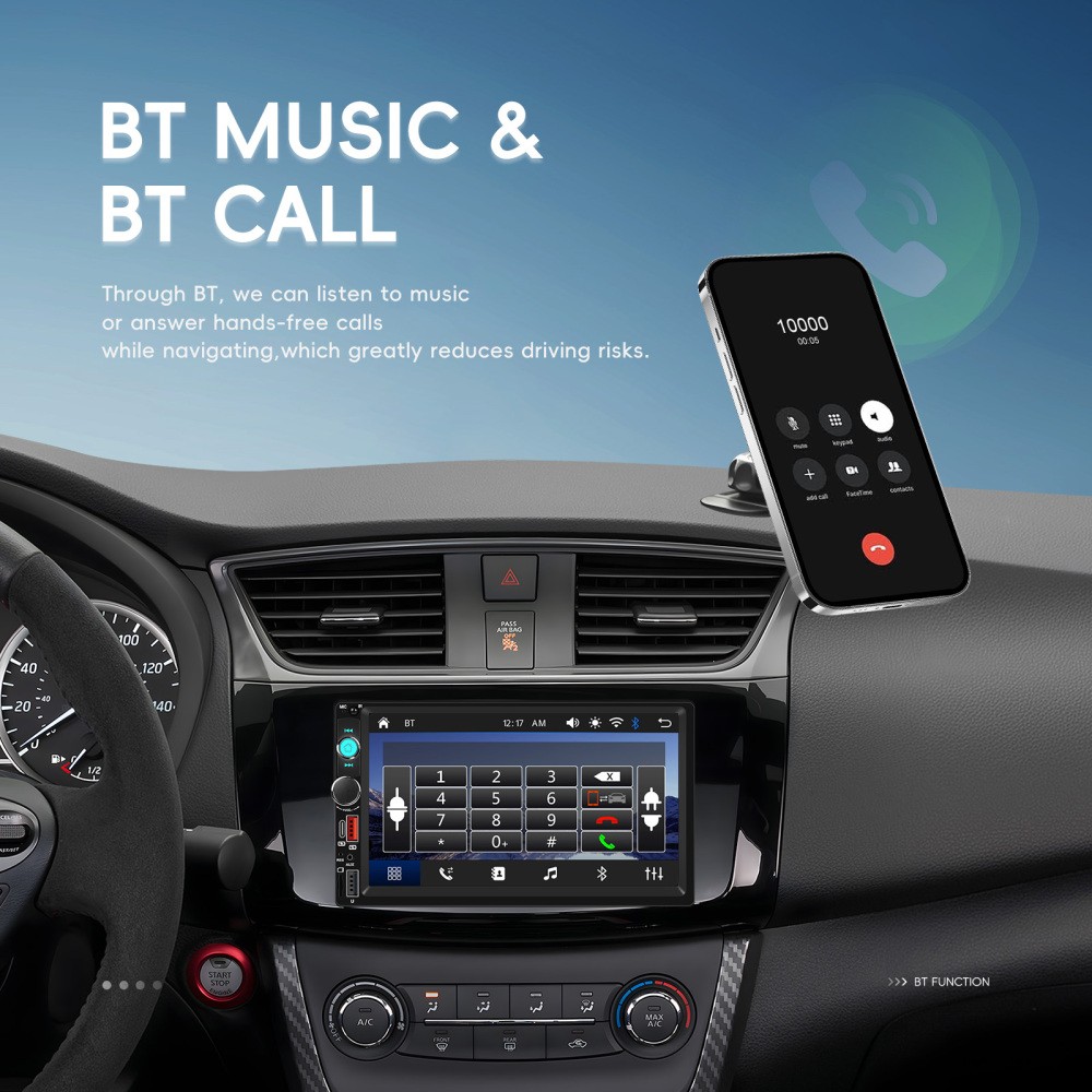 Double 2 Din 7″ Apple Carplay Android Auto Car Stereo Radio Bluetooth Type-C USB