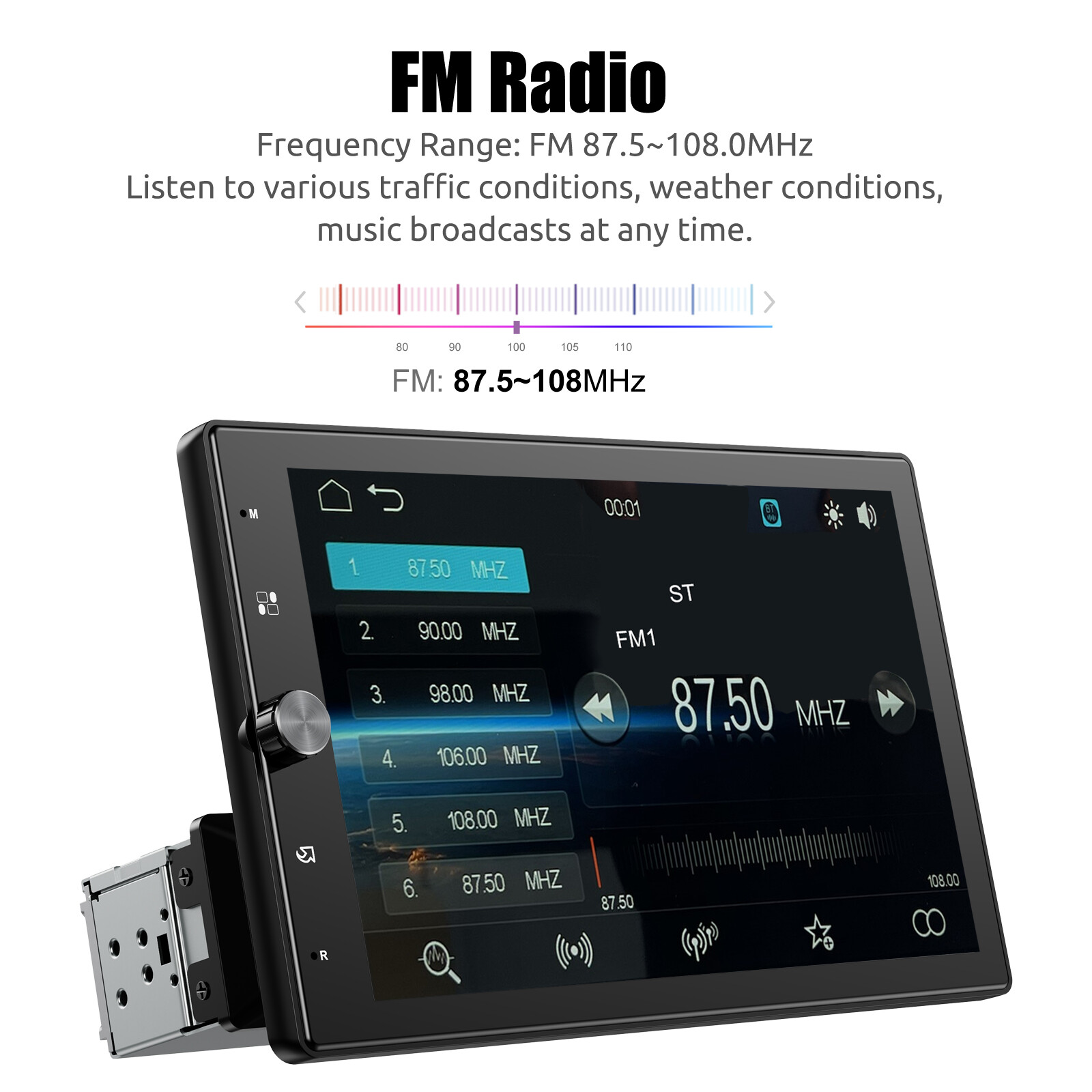 10.4″ Single DIN Touch Screen Stereo Bluetooth Radio Apple/Android Carplay + CAM