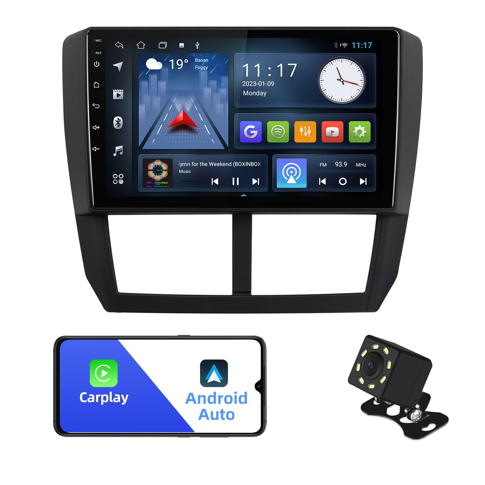 Aumume Android 10 Double Din Car Stereo For Subaru Forester 2008-2012 Impreza