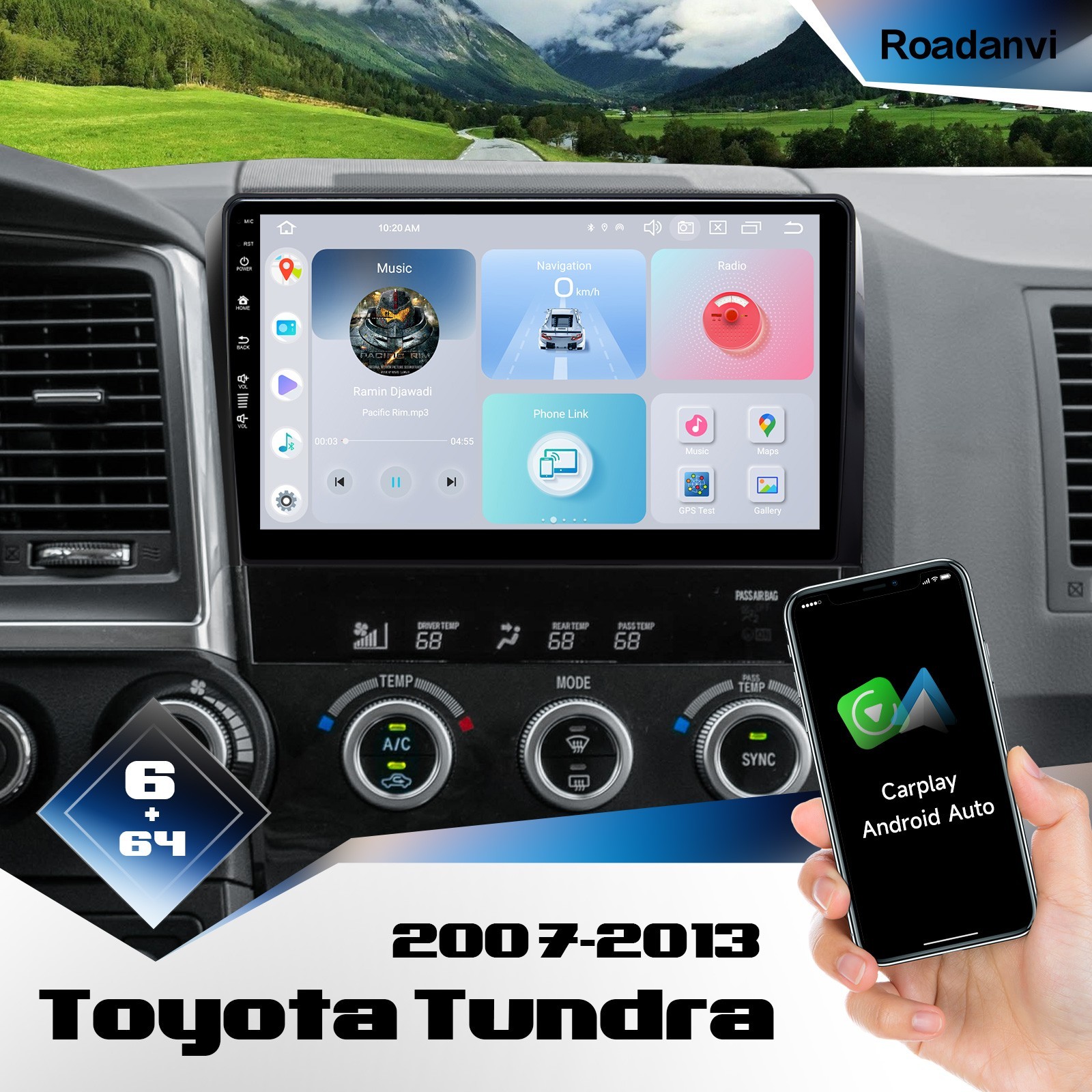 Roadanvi Car Stereo Android 12 for Toyota Tundra 2007-2013 GPS Navigation Radio