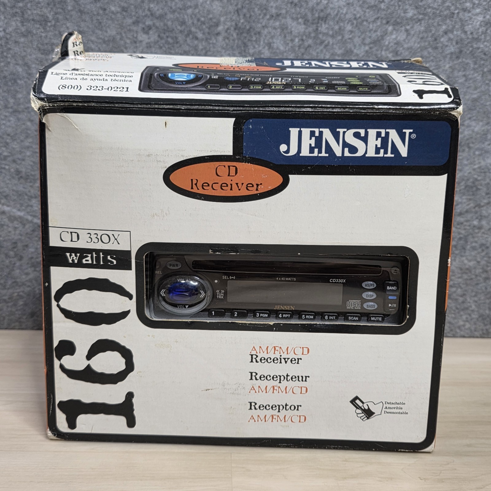 Jensen CD-330K Detachable Face AM/FM/CD Receiver with Remote Control 160 Watts