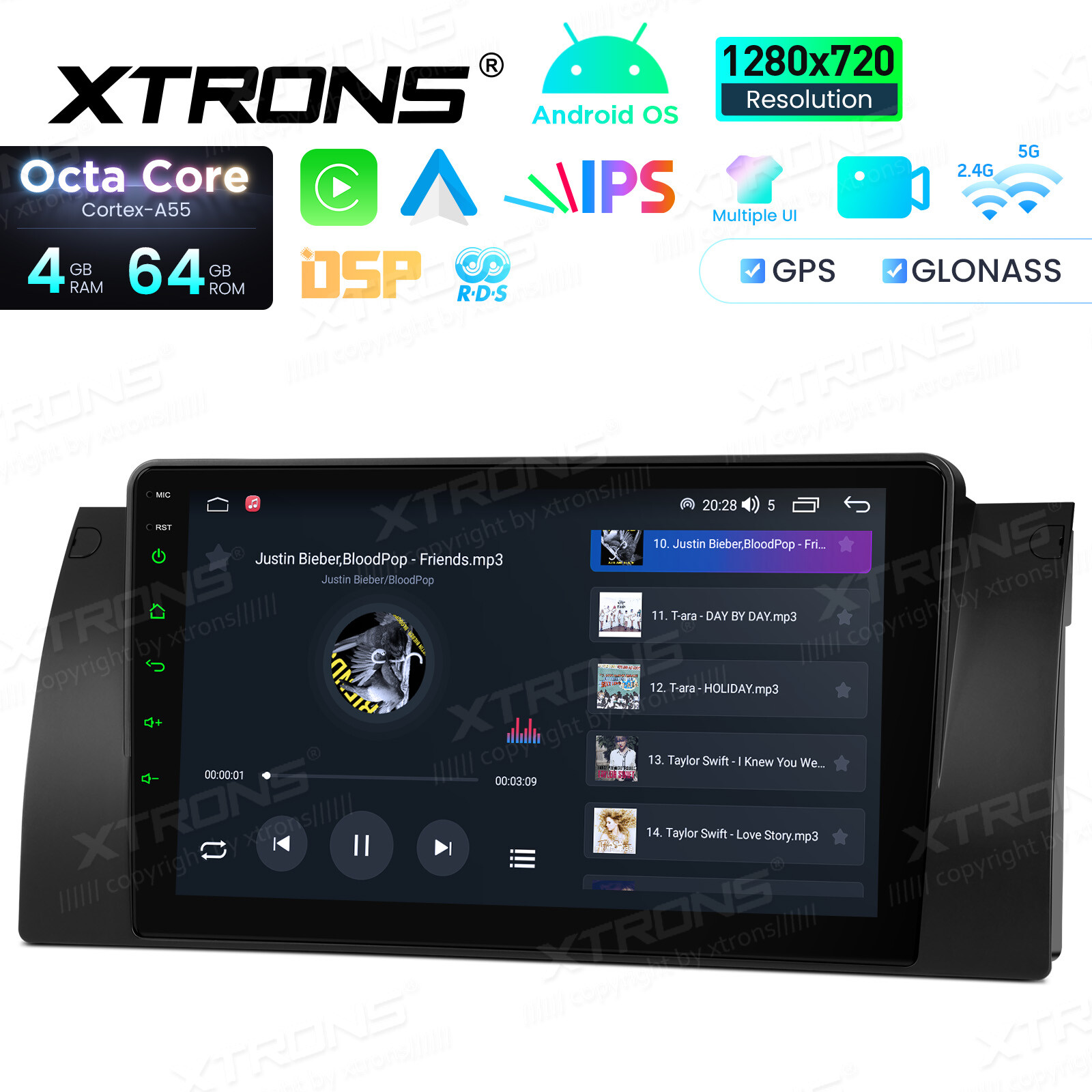 For BMW X5 E53 Car Stereo Radio GPS Navi 9″ IPS Android 13 Qcta-Core 2+32GB