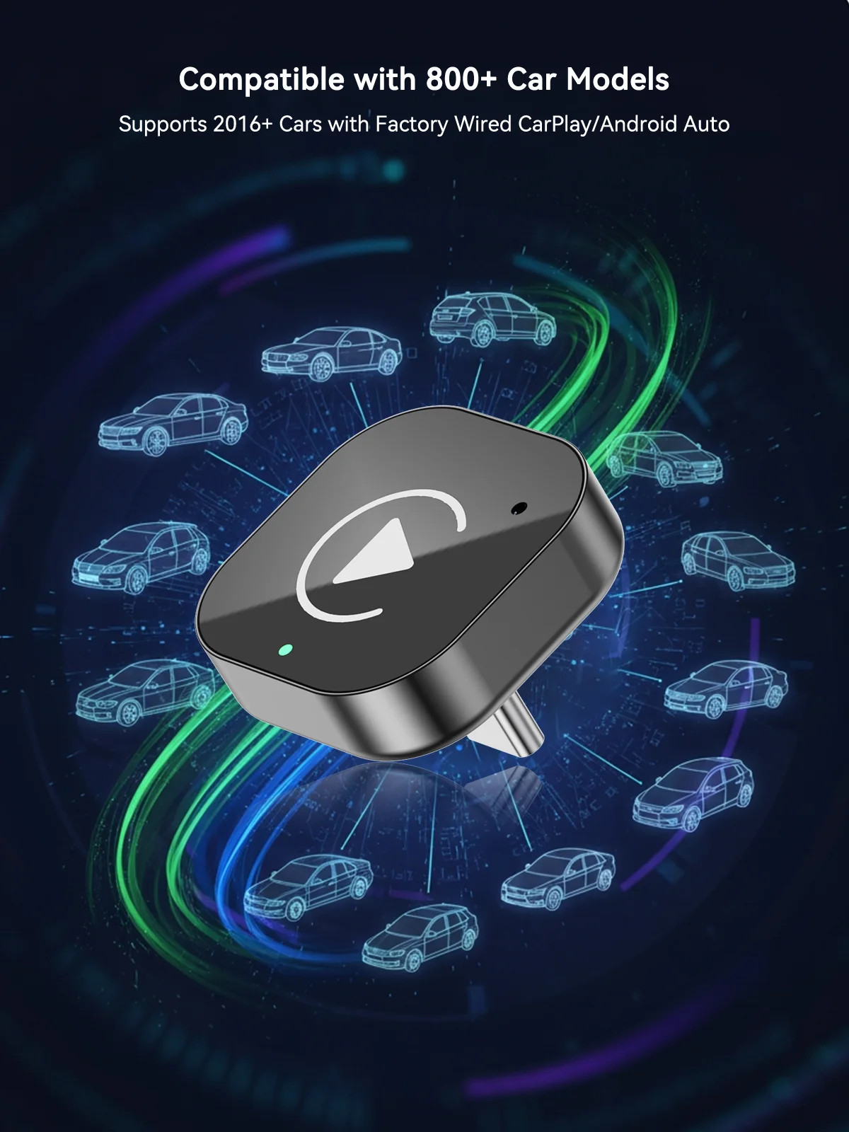（Type-C）2 in 1 Carplay Dongle,Wireless Carplay Apapter USB C / Android Auto USB