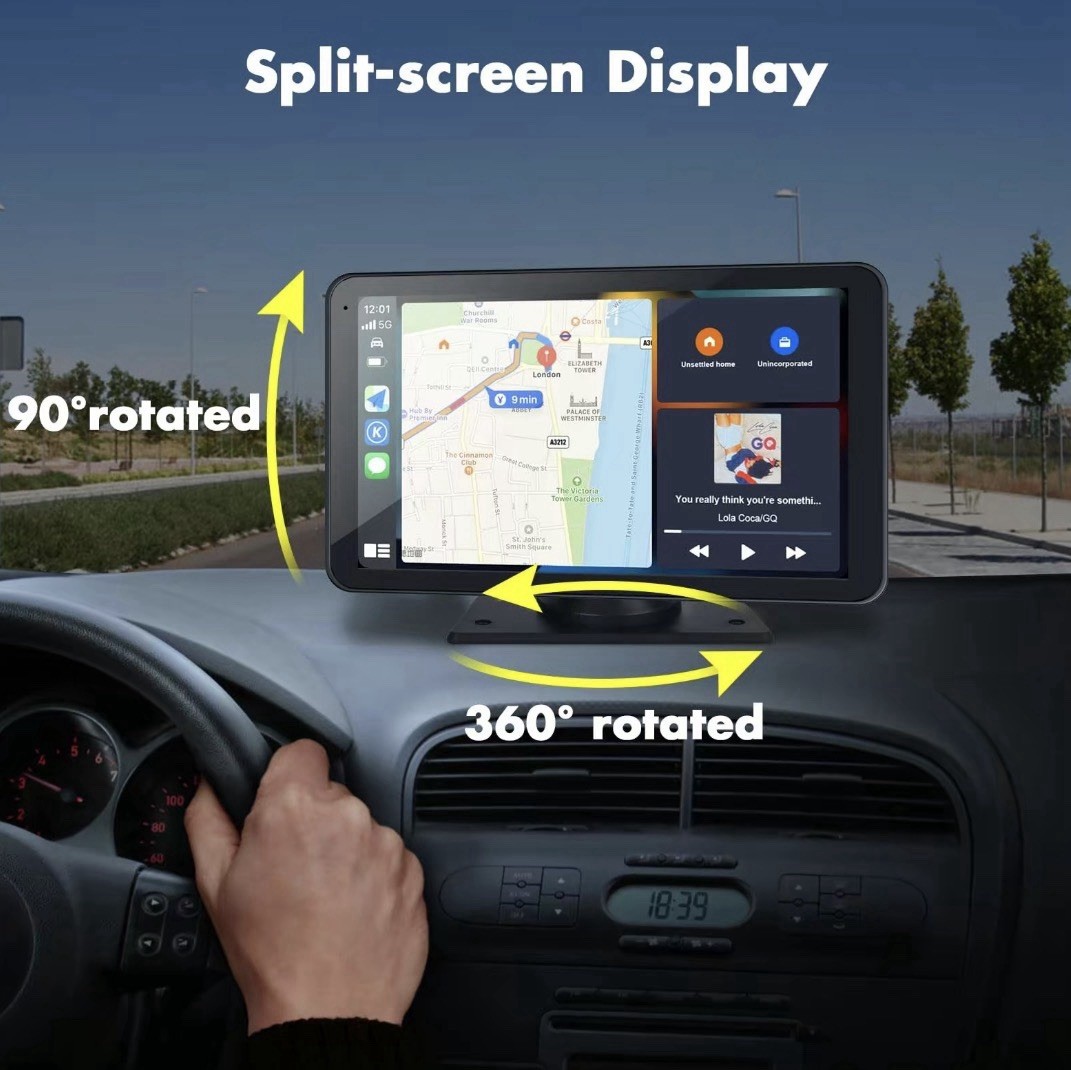 Hieha 7″ Double DIN Car Stereo Apple Carplay Android Auto Compatible