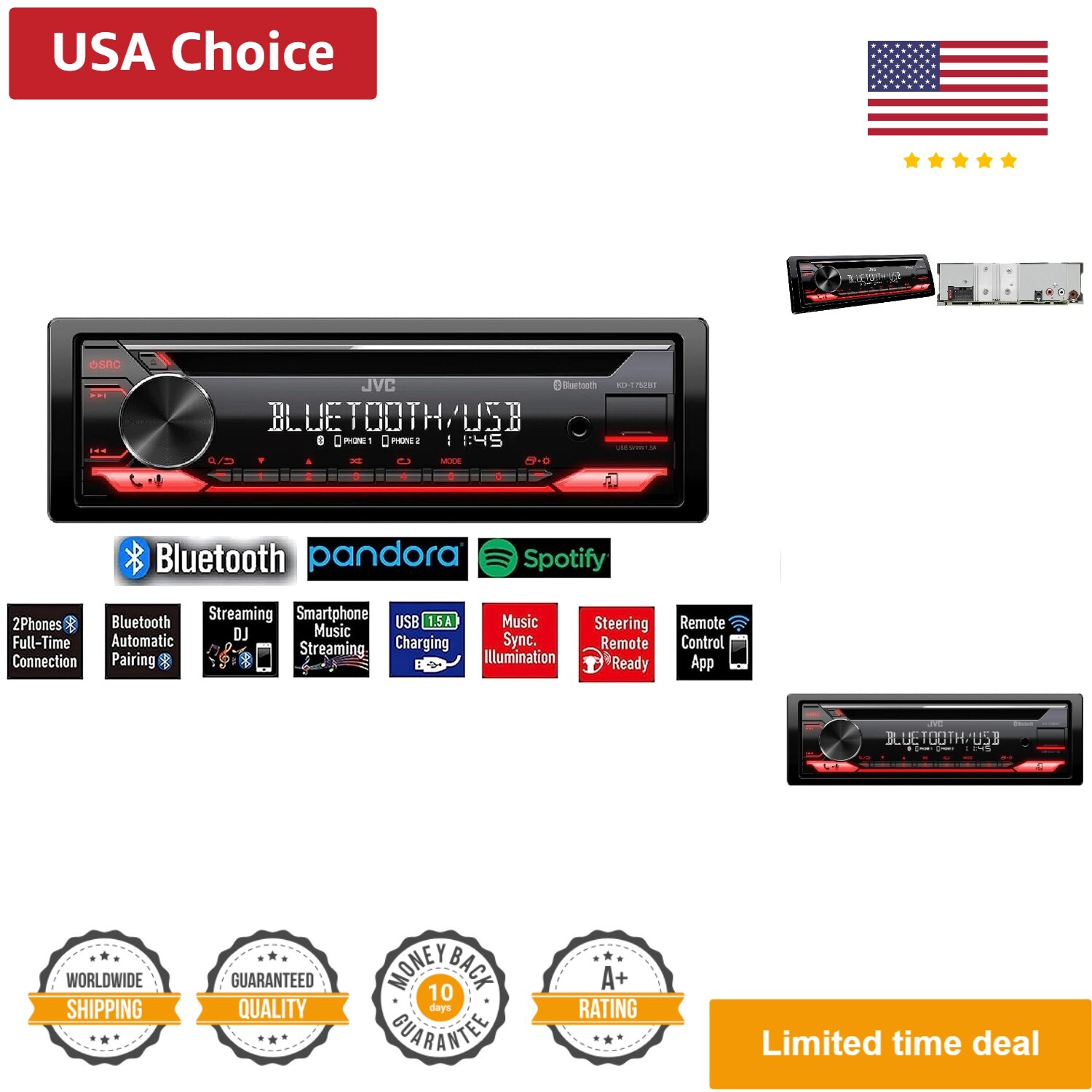 Single-Din Built-in Bluetooth, Dual Phone Connection, Android Music Playback,…