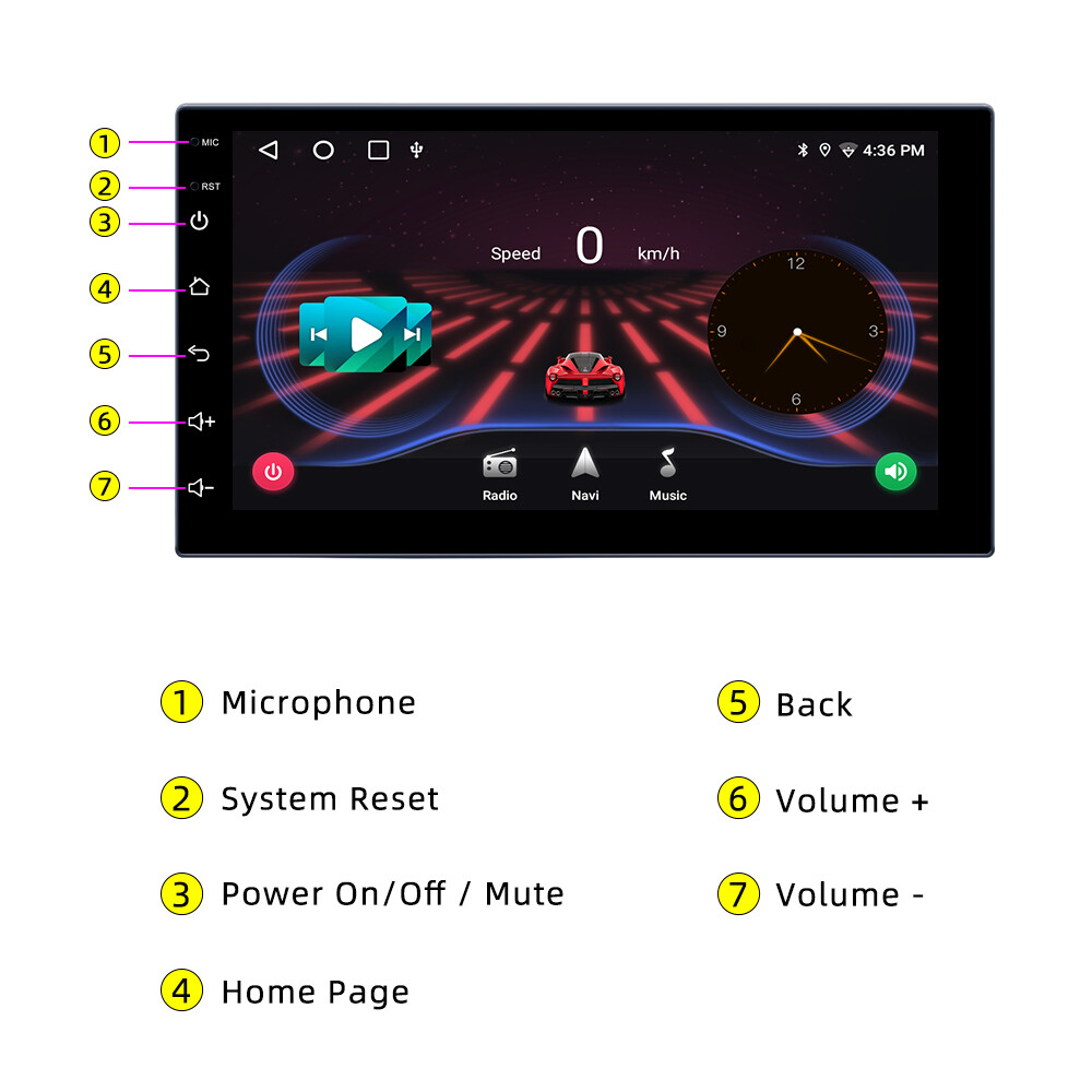7″ Double 2 DIN Android 12 Car Stereo CarPlay 2+32GB GPS Navigation Radio WiFi