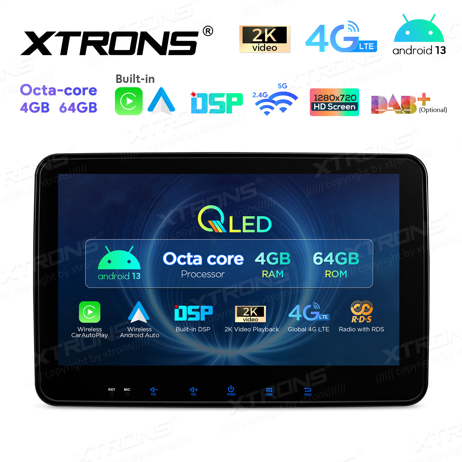10.1″ Double 2 DIN Android 2+32G Car Stereo Radio GPS Navigation Wifi 4G CarPlay