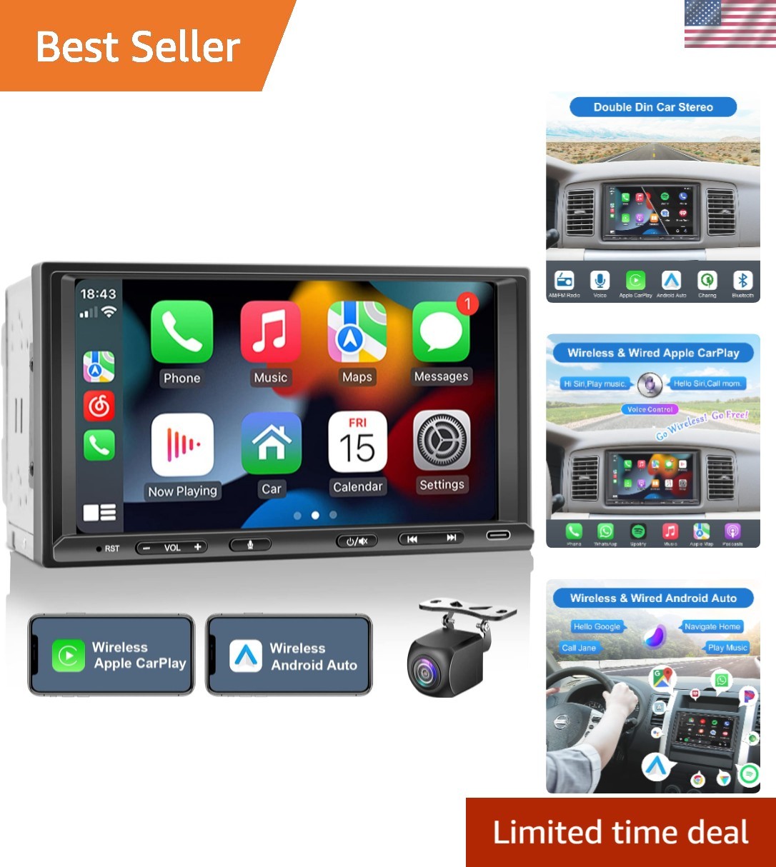 Advanced 7-Inch Touchscreen Car Receiver with Bluetooth and Backup Camera