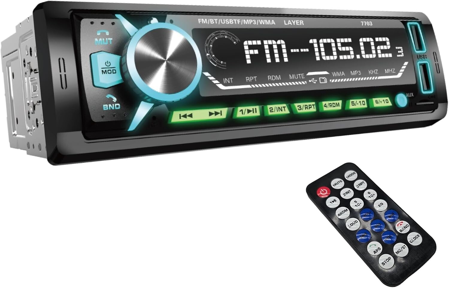 1 DIN 200W Car Stereo Radio Bluetooth MP3 Player AUX 2USB AM FM Audio Receiver