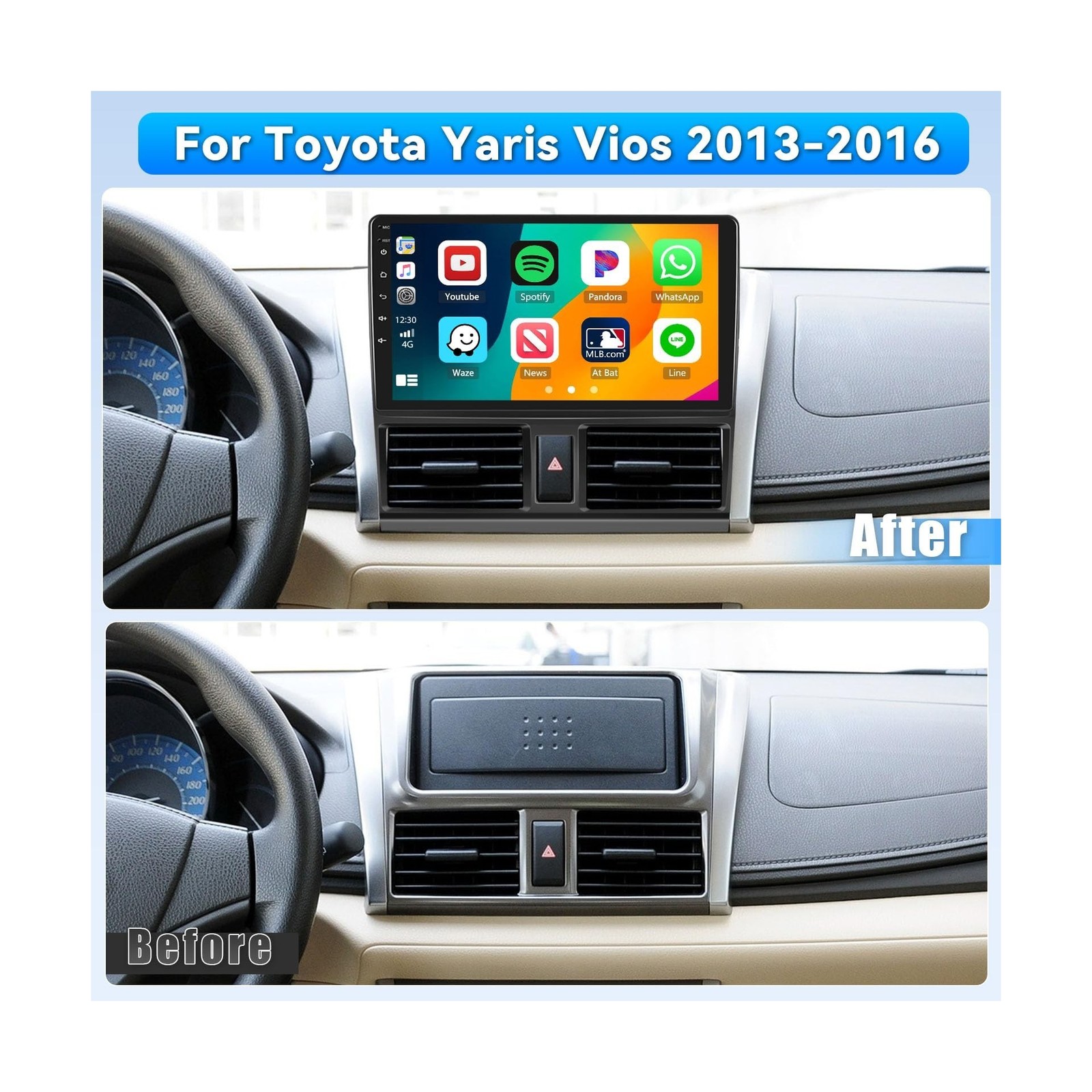 Car Radio for Toyota Yaris Vios 2013 2014 2015 2016: [4G+64G] 10.1 inch Car S…