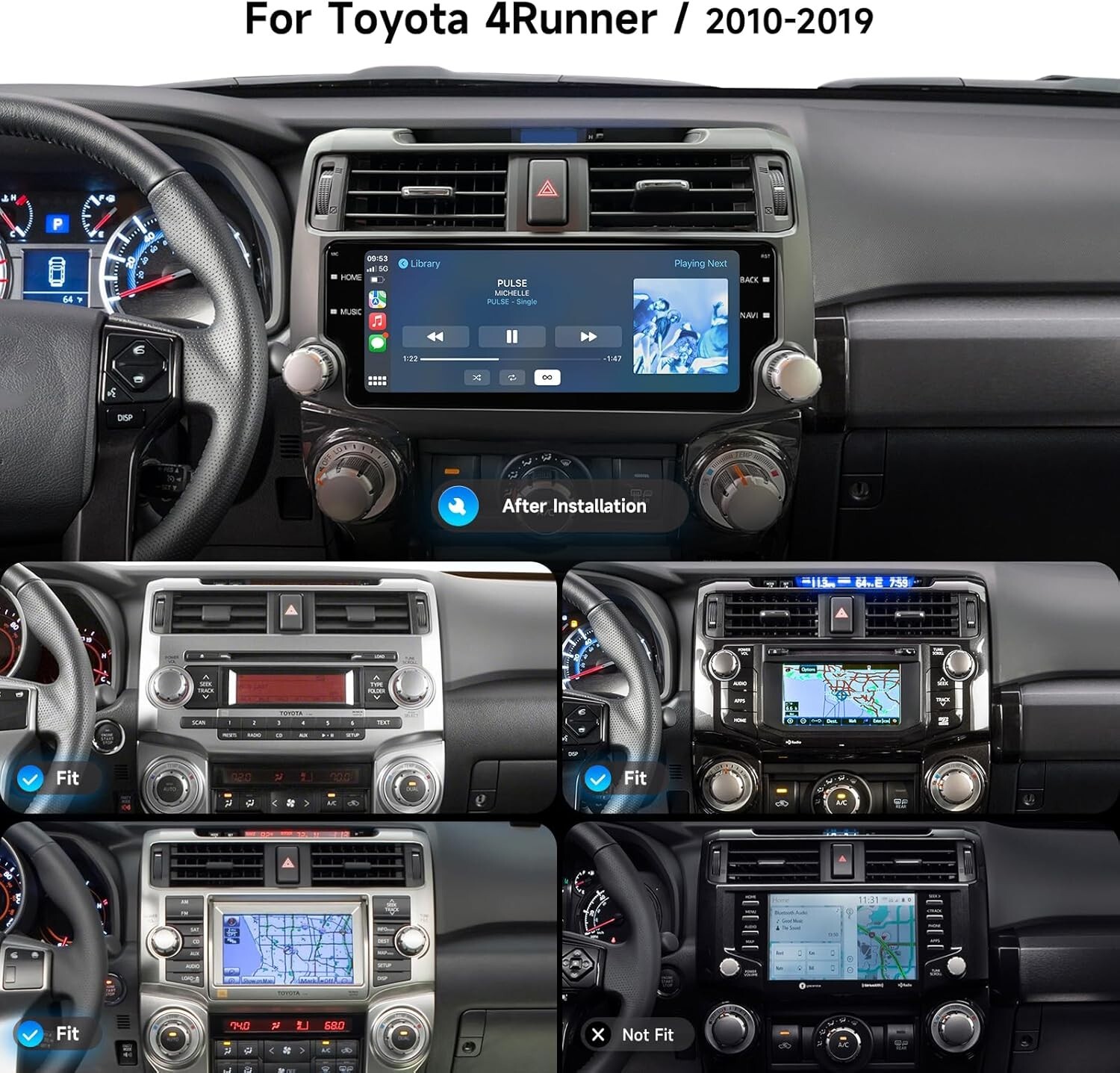 Dasaita 10.2″ Apple CarPlay Android 13 Car Radio for Toyota 4Runner 2010-2019 BT