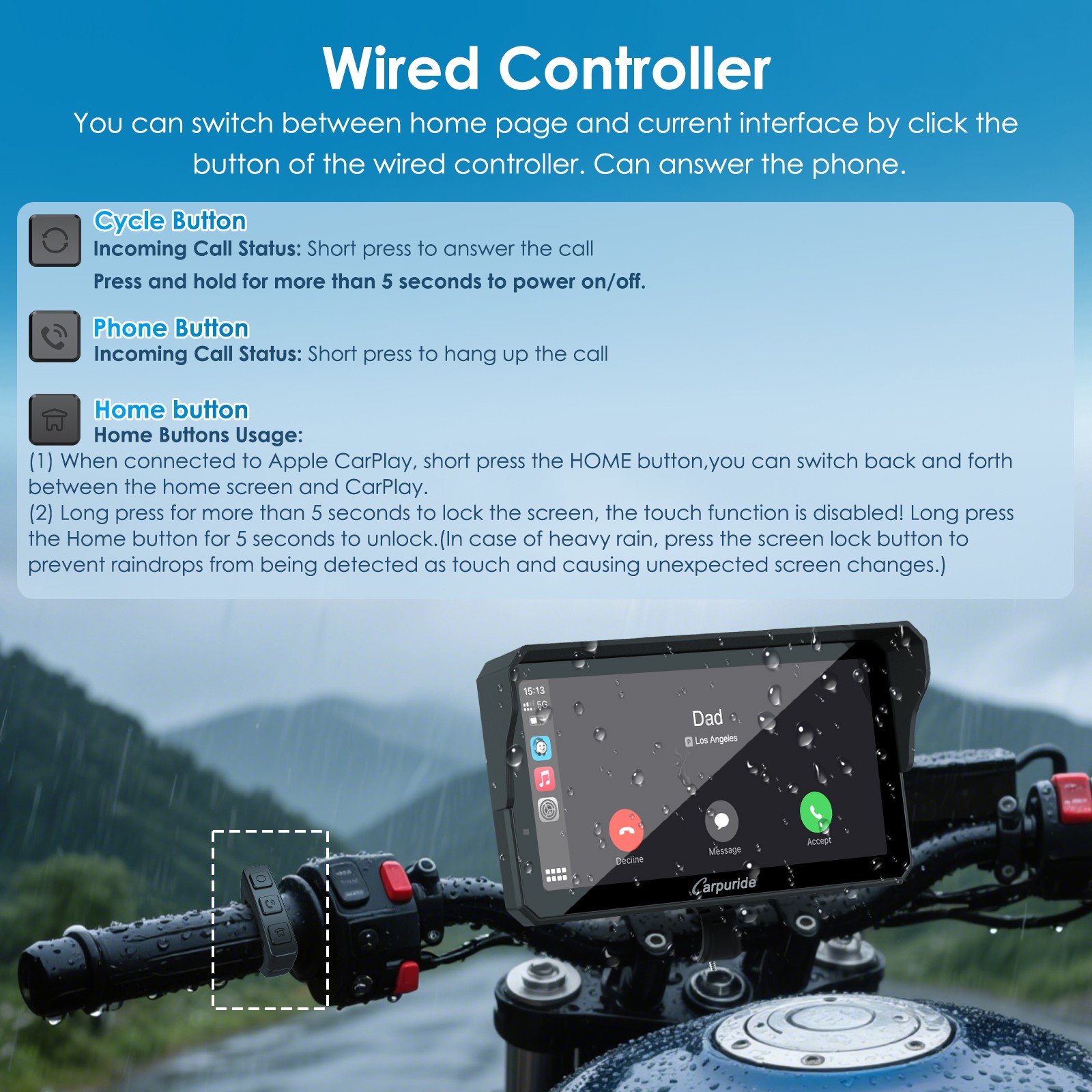 Carpuride W602SPro Moto TPMS Carplay Screen Wireless Android Auto Type-C Starter