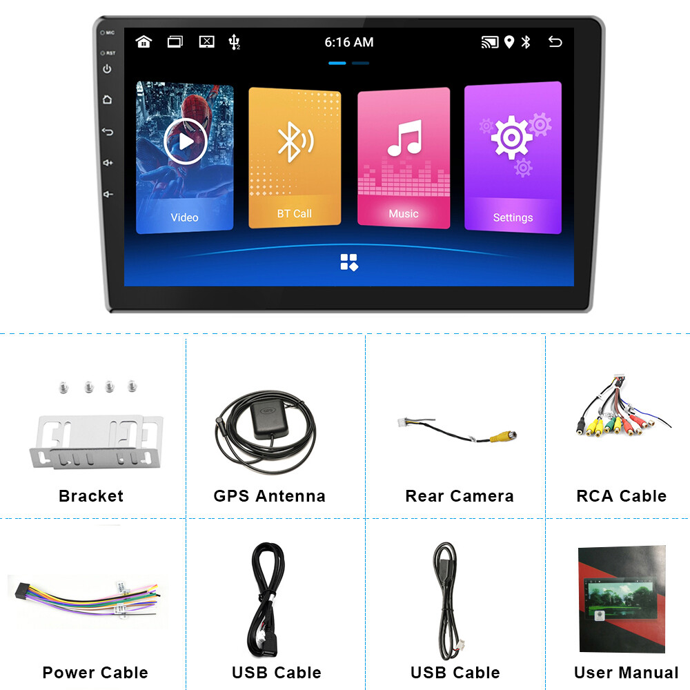 2 Din 9″ Android Car Stereo Radio GPS Navigation WIFI FM BT Mirror link 32GB ROM