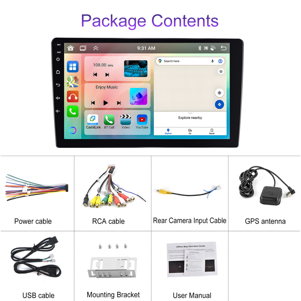 6G+128G 8 Core 2 Din CarPlay Car Stereo Radio Android 13.0 GPS Navi DSP WIFI IPS