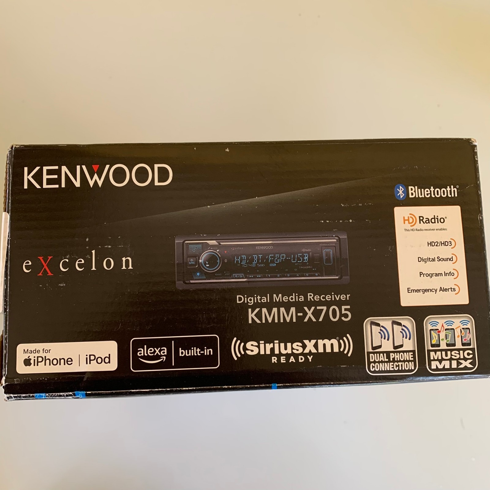 Kenwood KMM-X705 1-DIN Bluetooth Car Stereo Digital Media Receiver SiriusXM