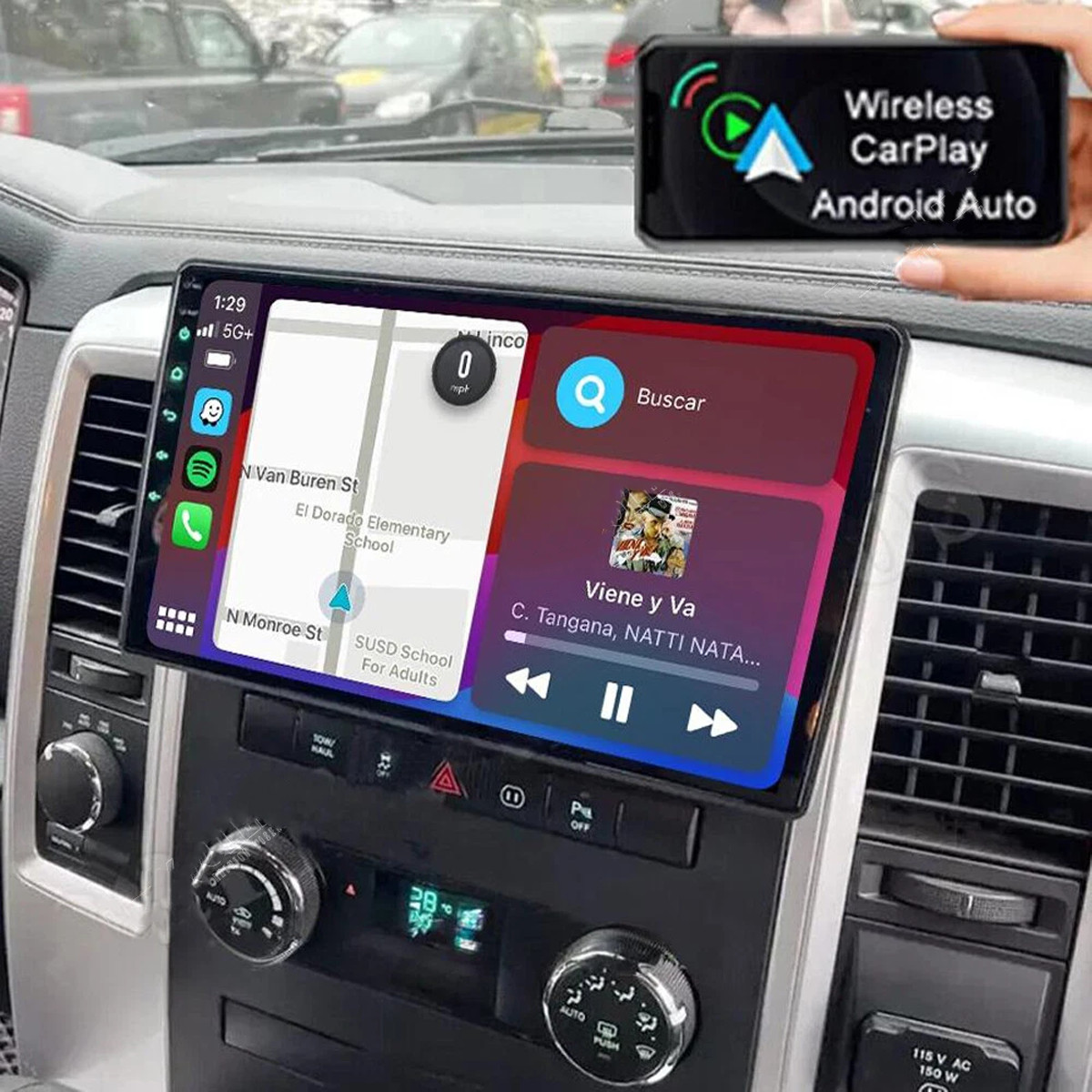 For 2009-2012 RAM Trucks 10.1″ QLED Android 13 Carplay Car Stereo Radio GPS Navi