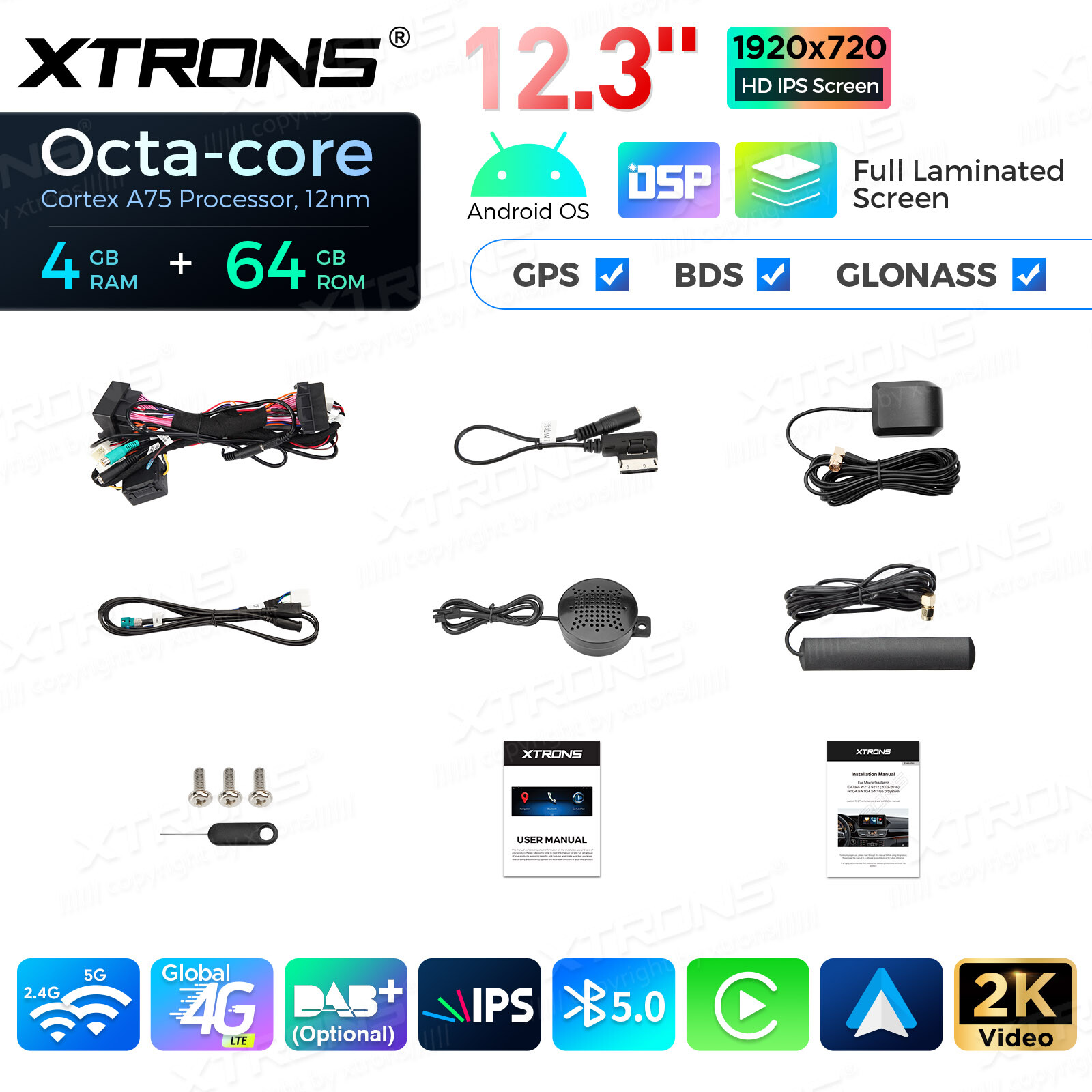12.3″ DSP Android 14 Car GPS Retrofit CarPlay For Benz E-Class W212 S212 NGT4.5