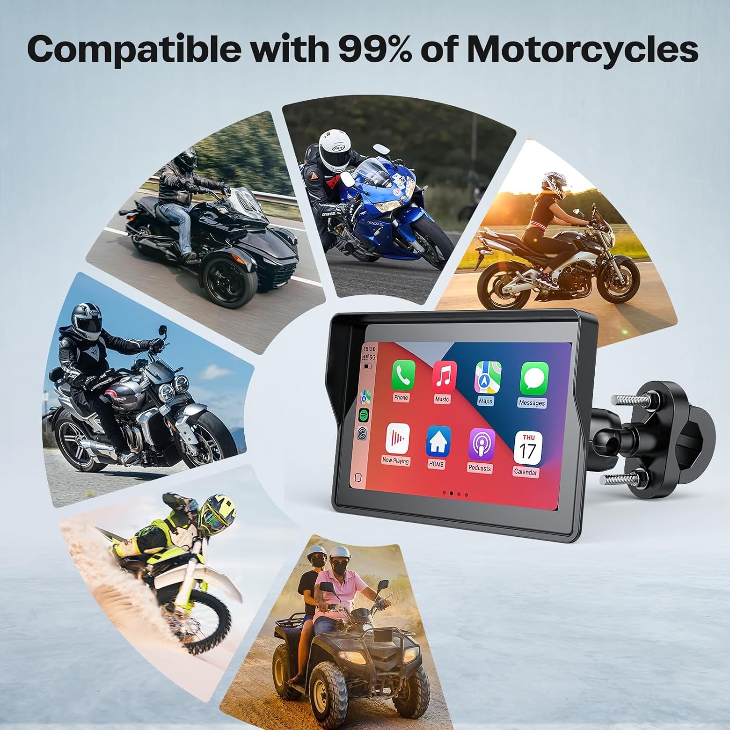5Inch Motorcycle Wireless Carplay Apple Android GPS Navigation Google Assistant