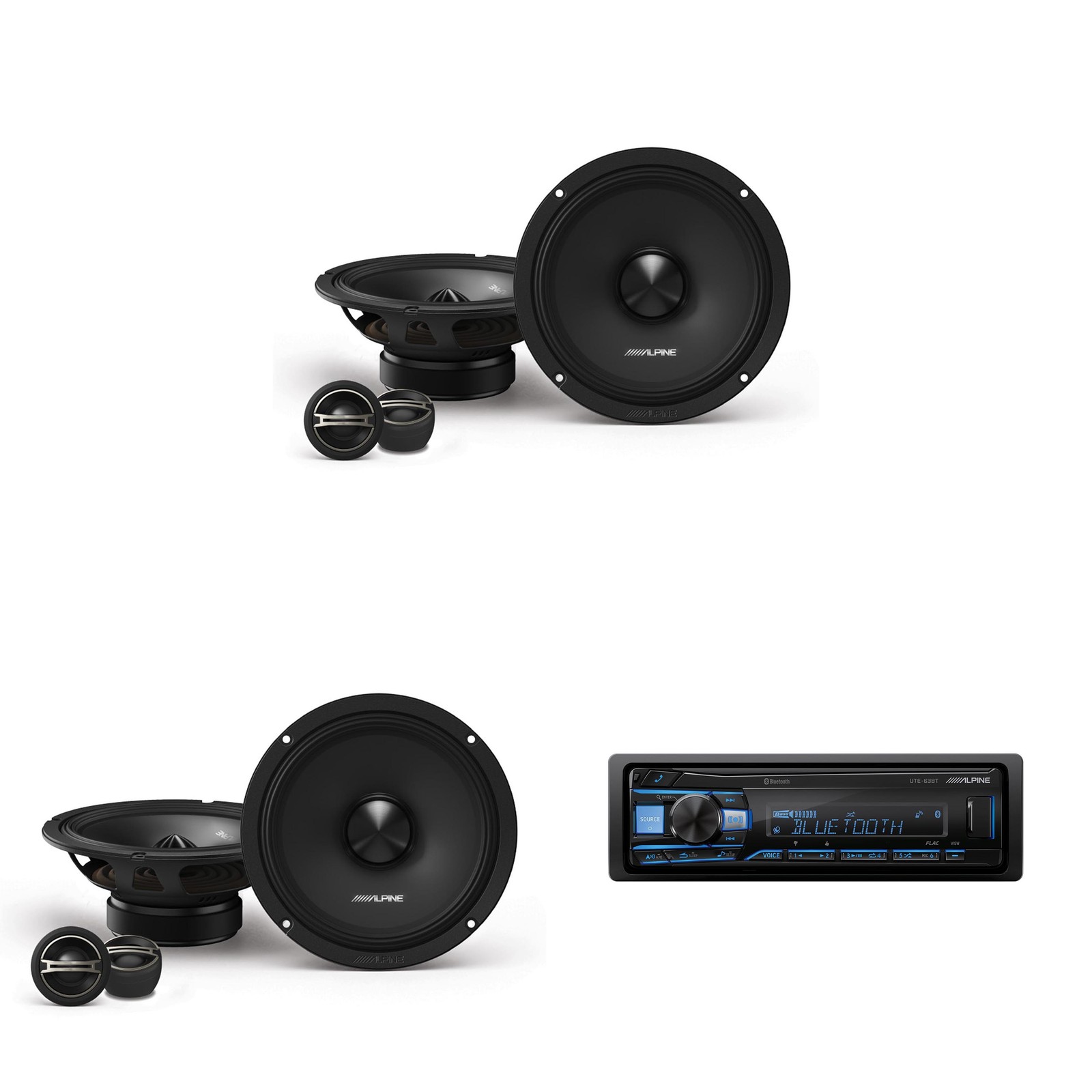 Alpine UTE-63BT Bluetooth® Multimedia Receiver (Does Not Play CDs) with (2) D…