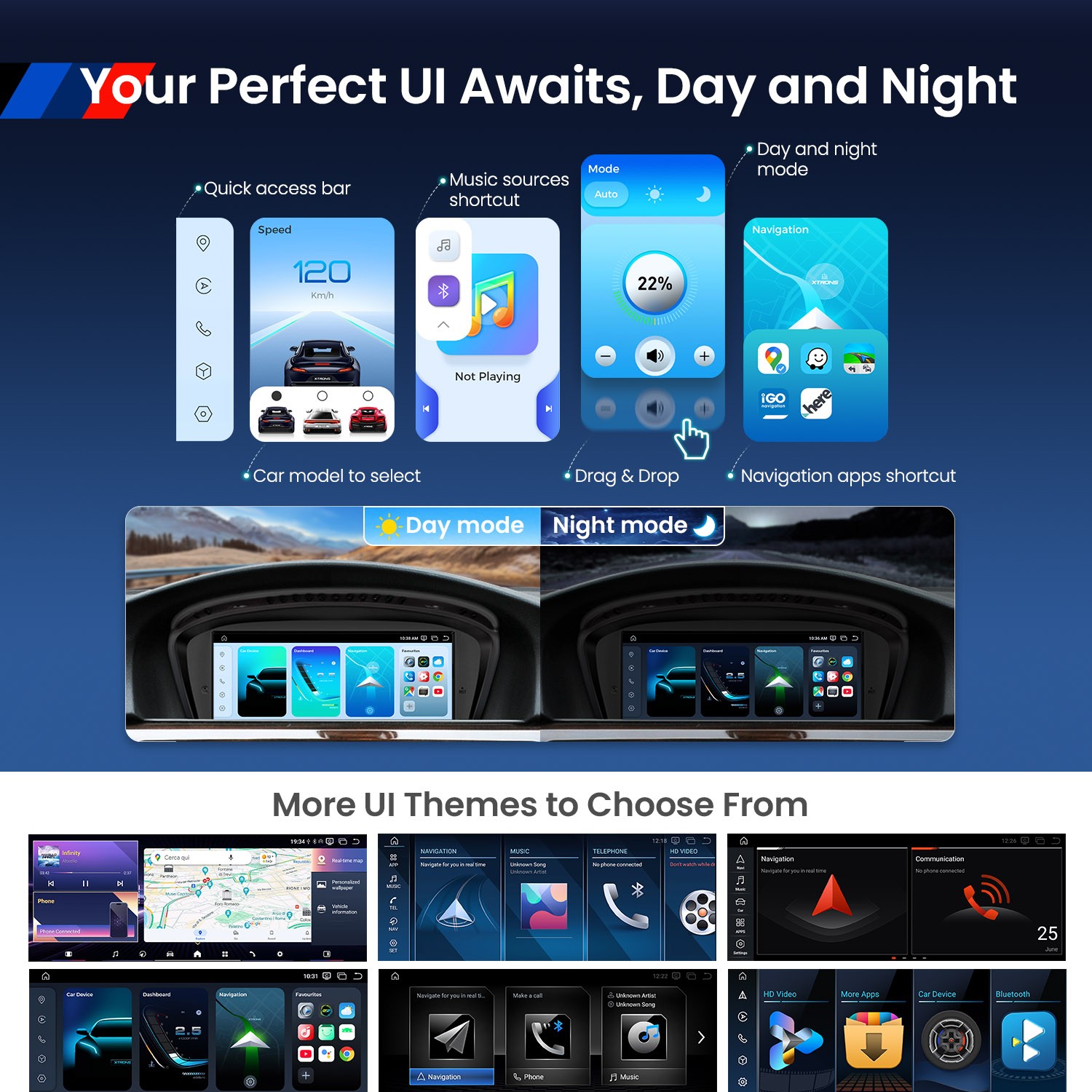 10.1″QLED Single 1-DIN Android 13 64G Car Stereo GPS Radio Sat Navi 4G LTE WiFi