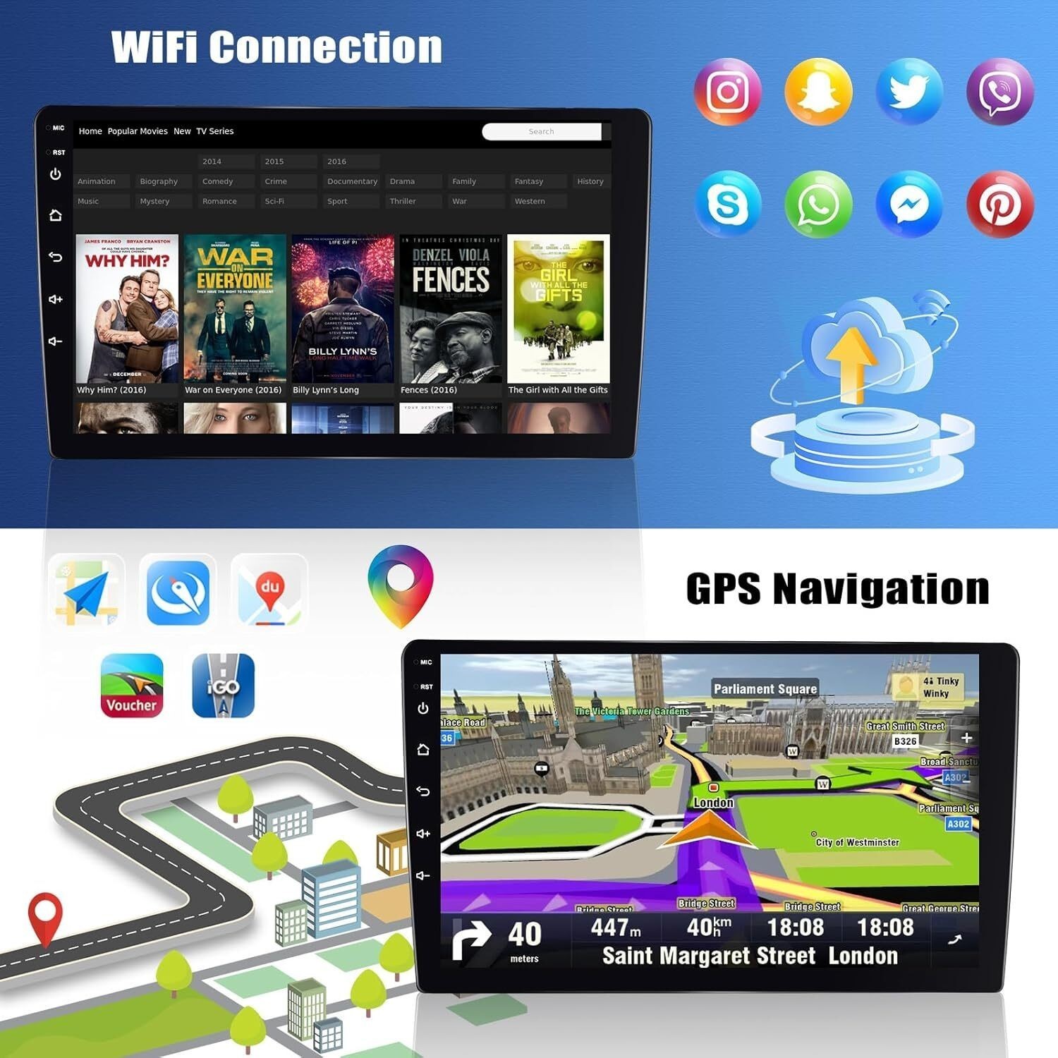 Car Radio Stereo Carplay for 2010-2015 Chevrolet Camaro 2+64G 9in Stereo Car Cam