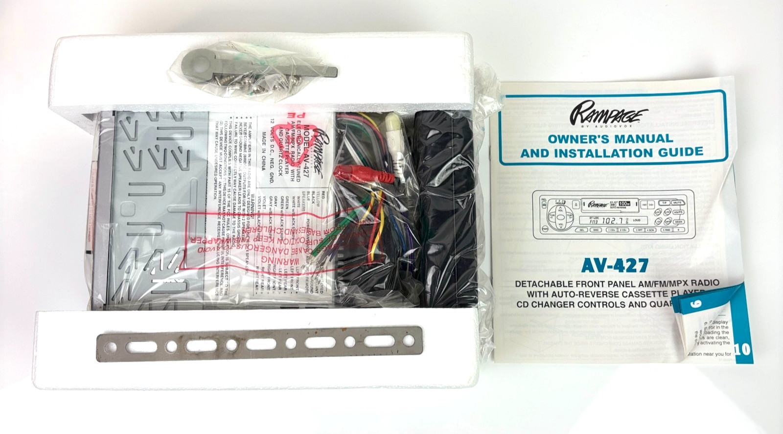 Vintage Audiovox Rampage AV-427 Car Stereo Cassette Radio Receiver NOS Retro