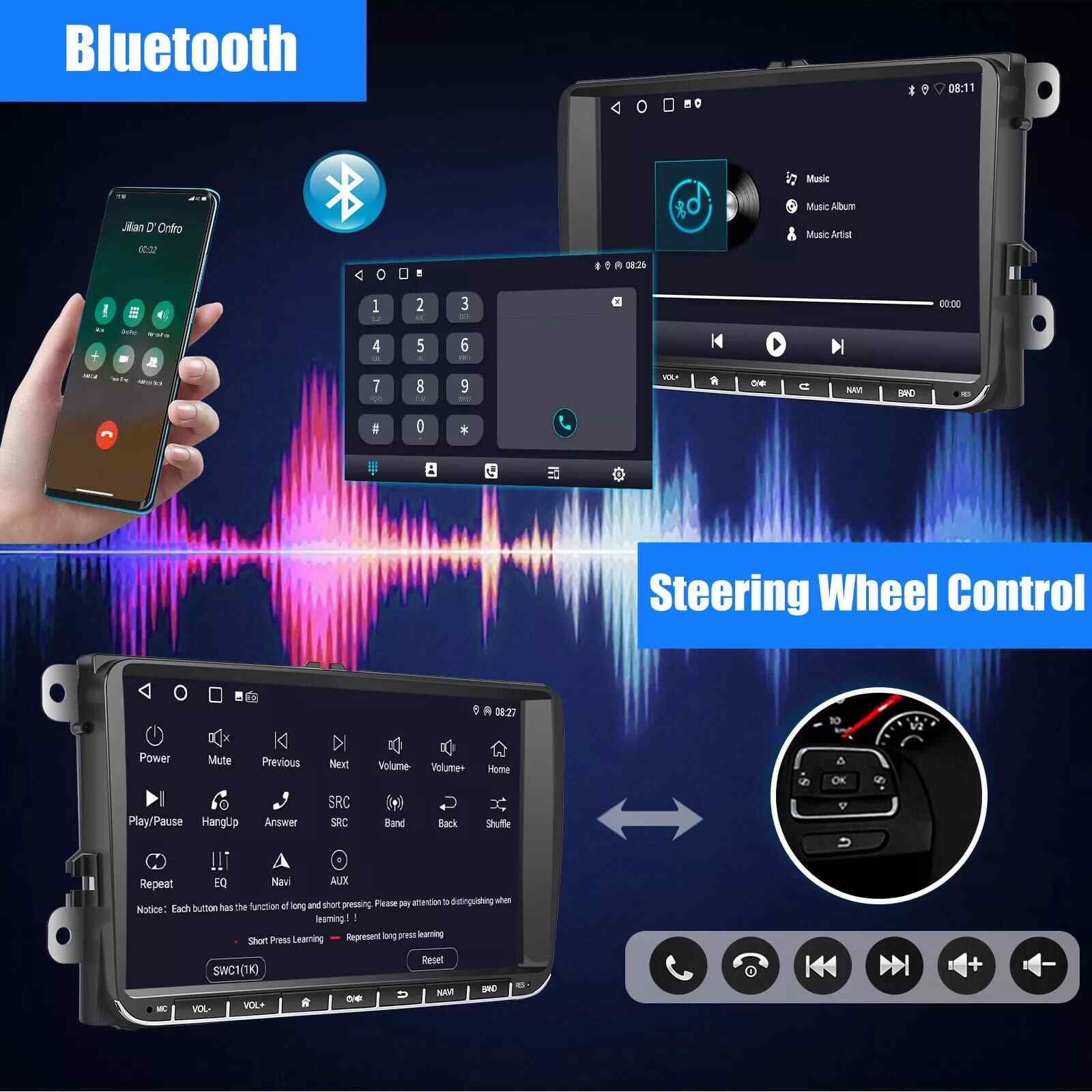 9″ Android 13 Apple Carplay Car Stereo Radio For VW Volkswagen Passat Golf Jetta
