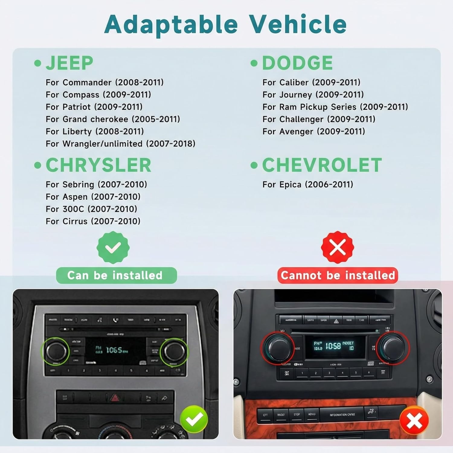 7″ 4+64G Android Auto Carplay 2006-2018 Jeep Wrangler Dodge RAM Chevy Chrysler